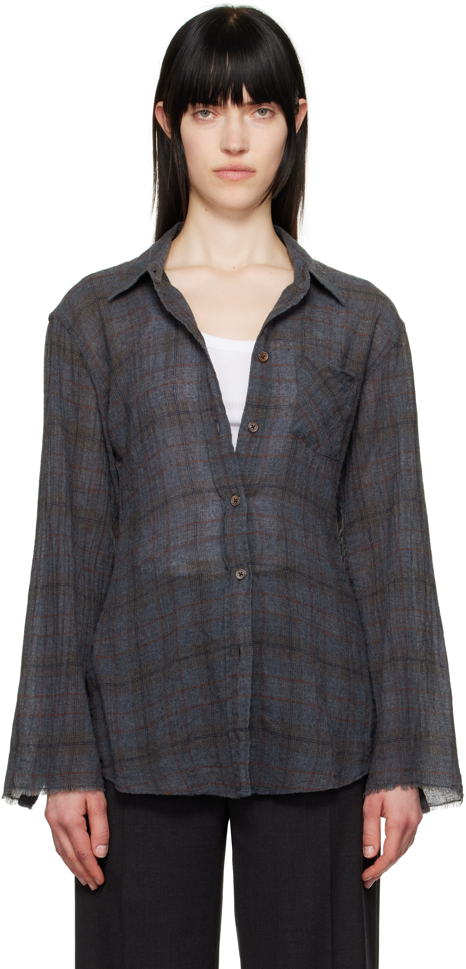 Shop Our Legacy Gray Daisy Shirt In Bazaar Check Breeze