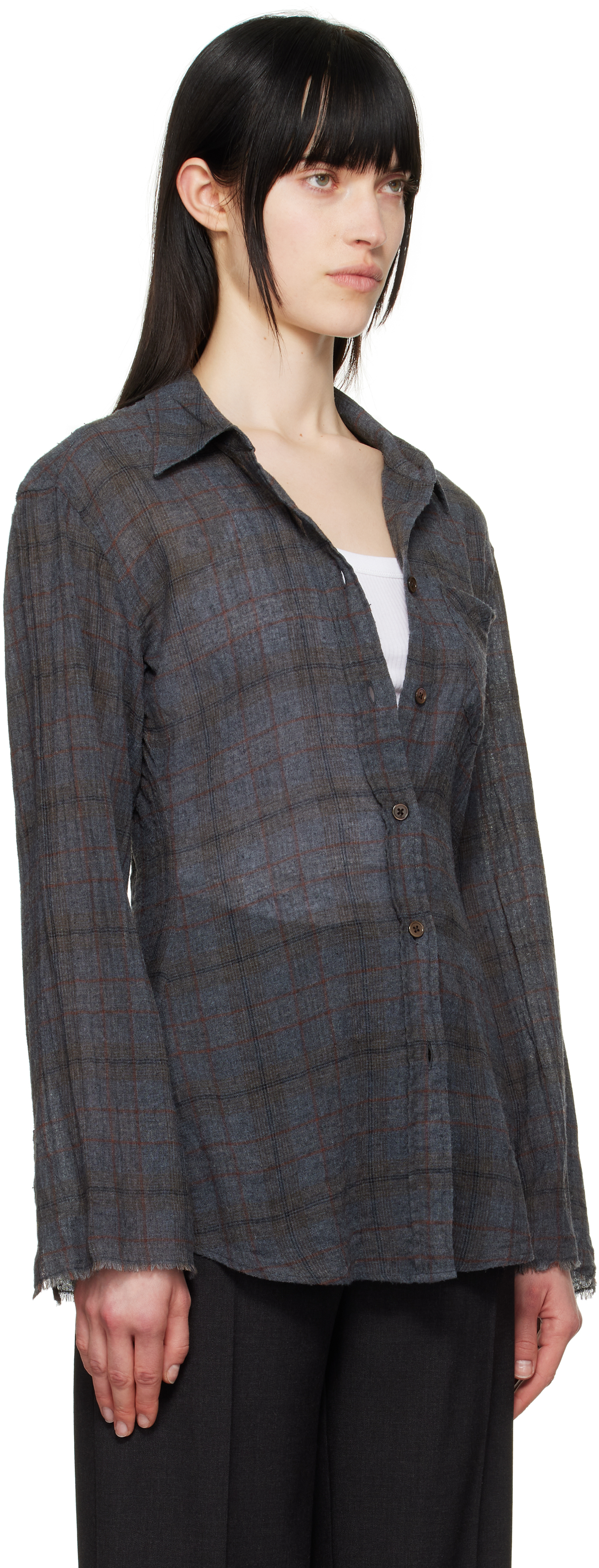 Shop Our Legacy Gray Daisy Shirt In Bazaar Check Breeze