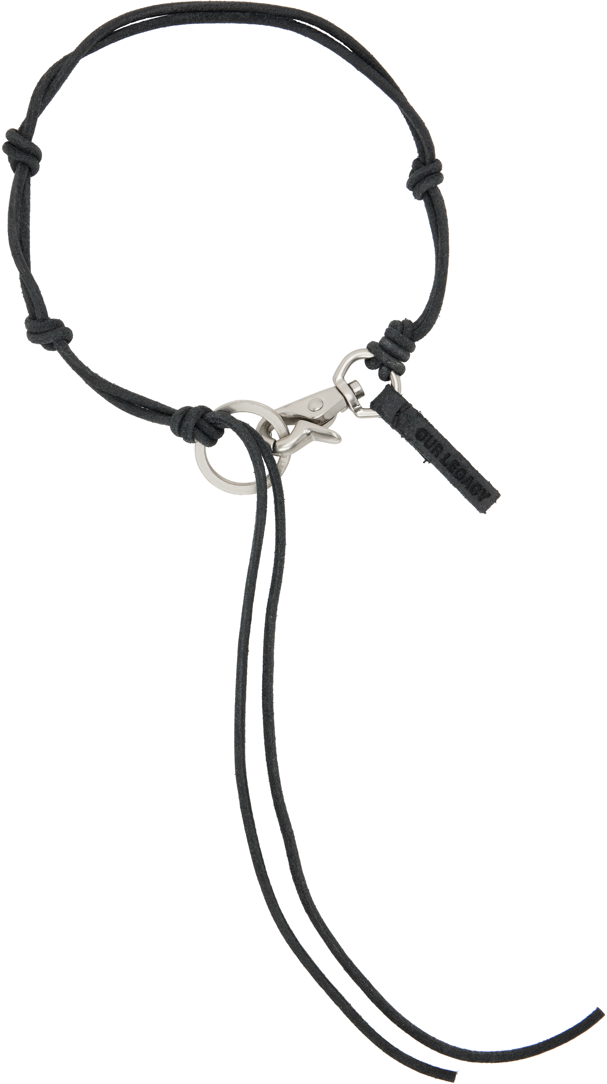 Our Legacy Black & Silver Ladon Necklace In Black Leather