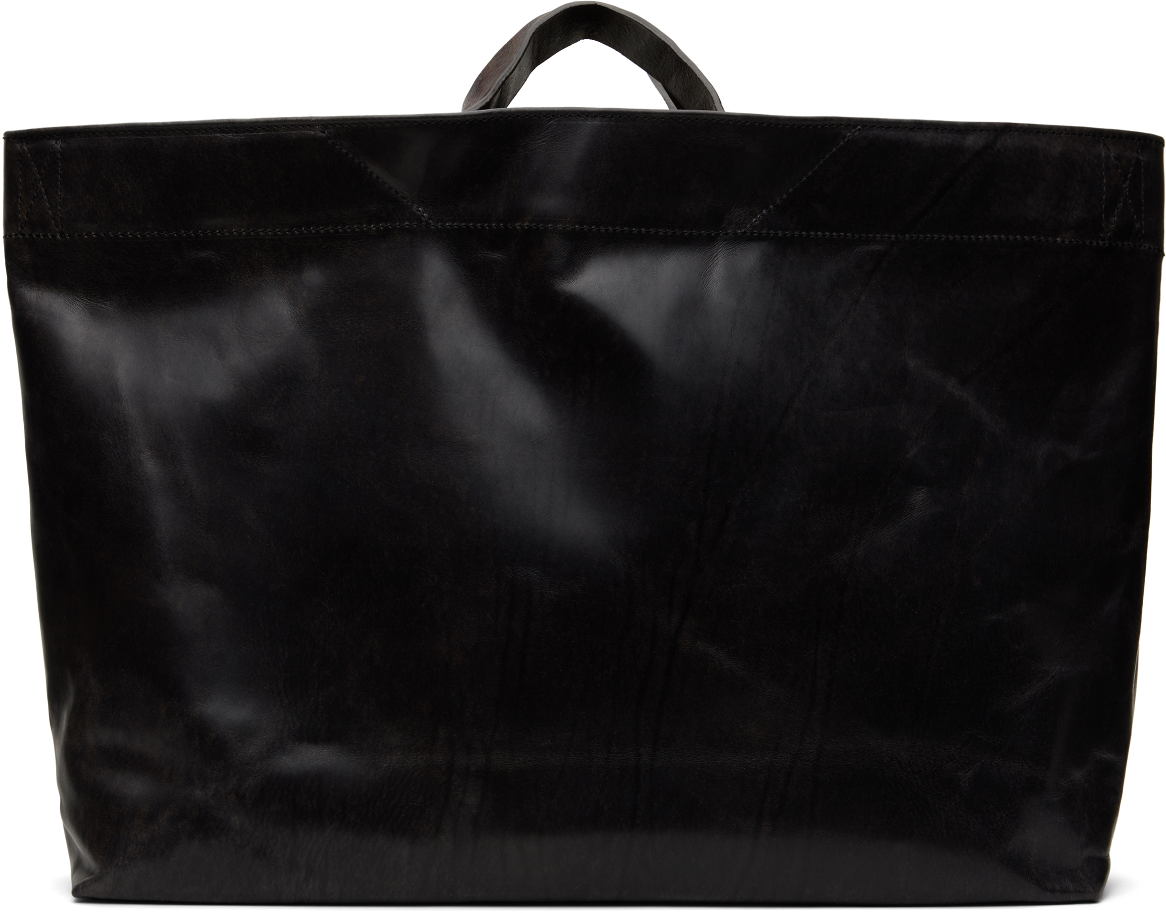 Black Oblong Leather Tote