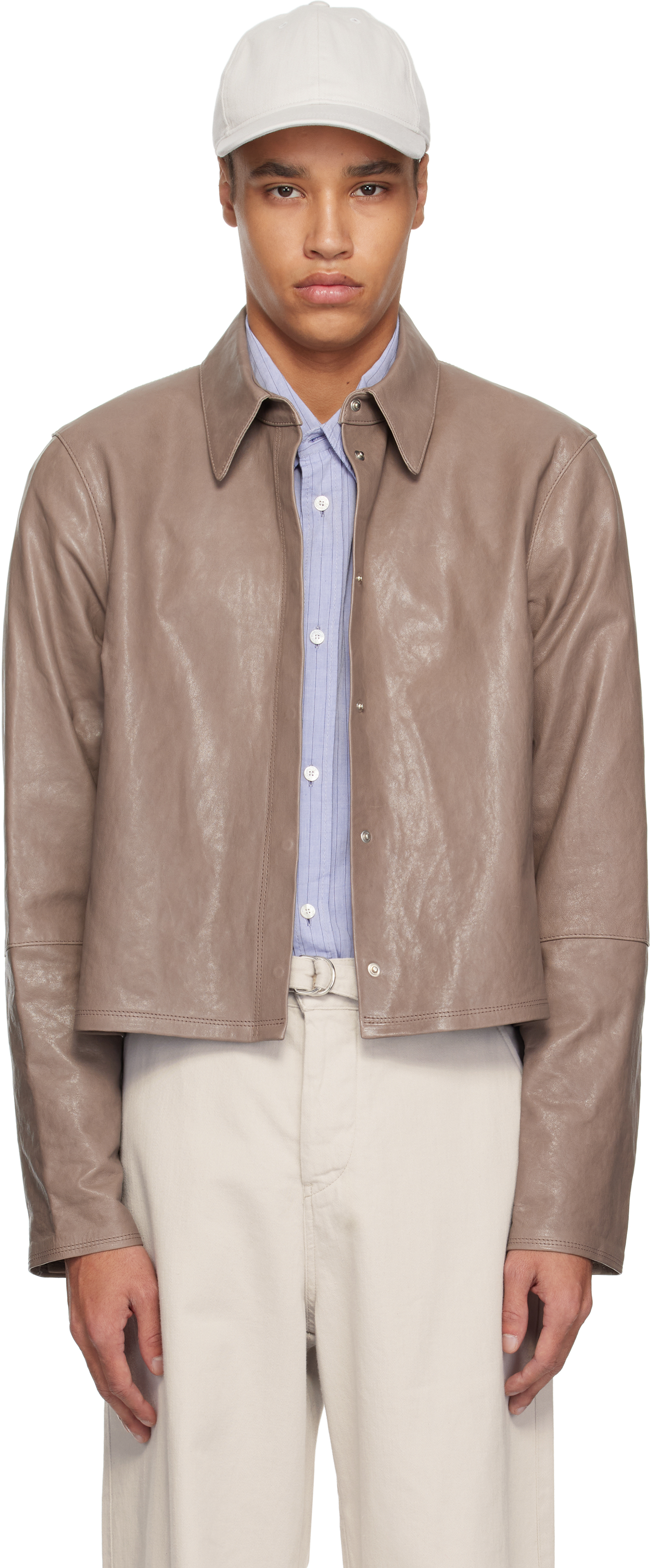 Taupe Auto Leather Shirt