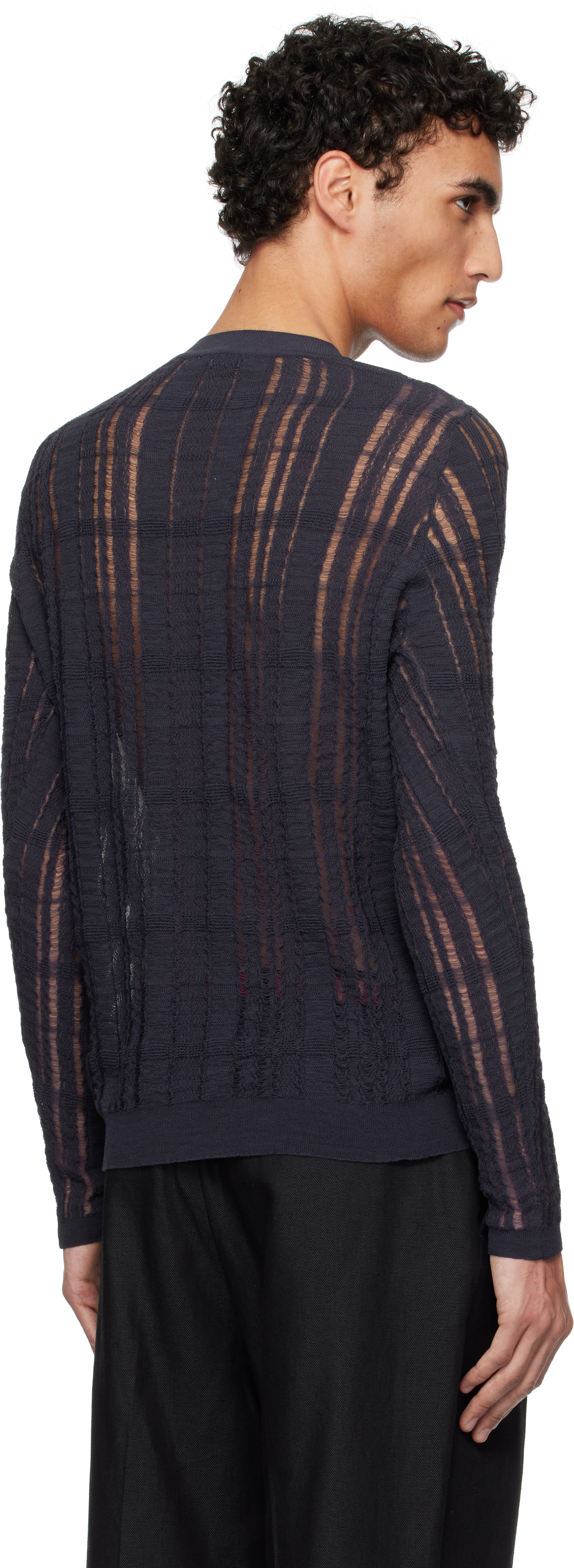 Our Legacy Navy Formal Roundneck Sweater In Washed Navy Tech Cot