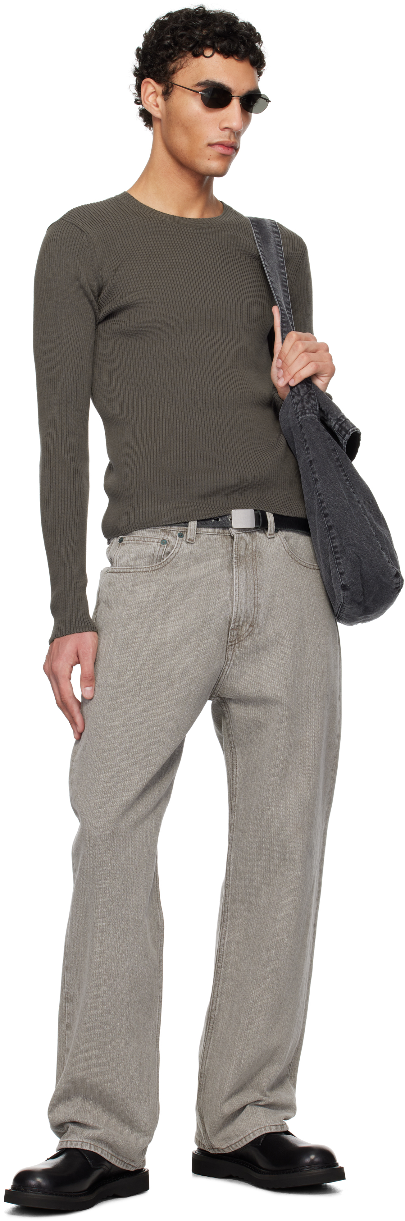 Our Legacy Taupe Compact Roundneck Sweater In Fog Clean Cotton