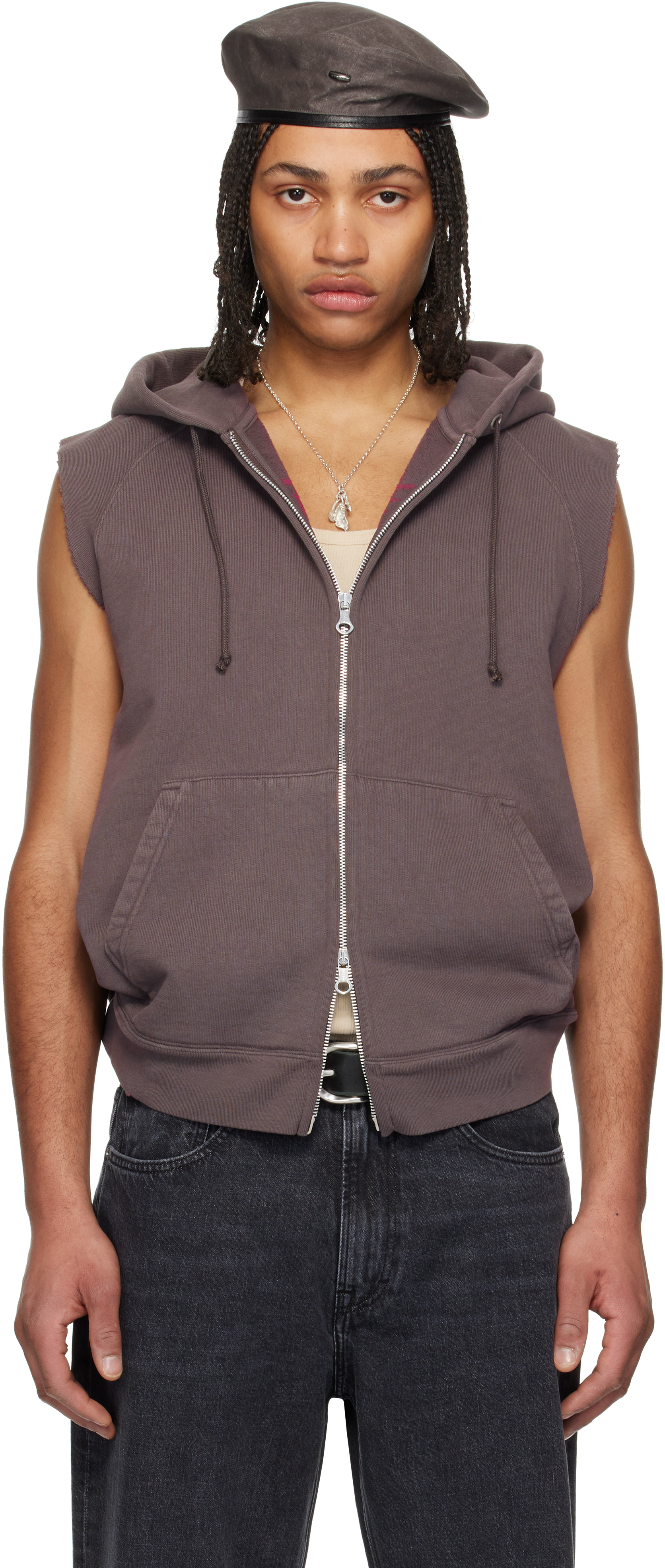 Brown Motor Vest Hoodie