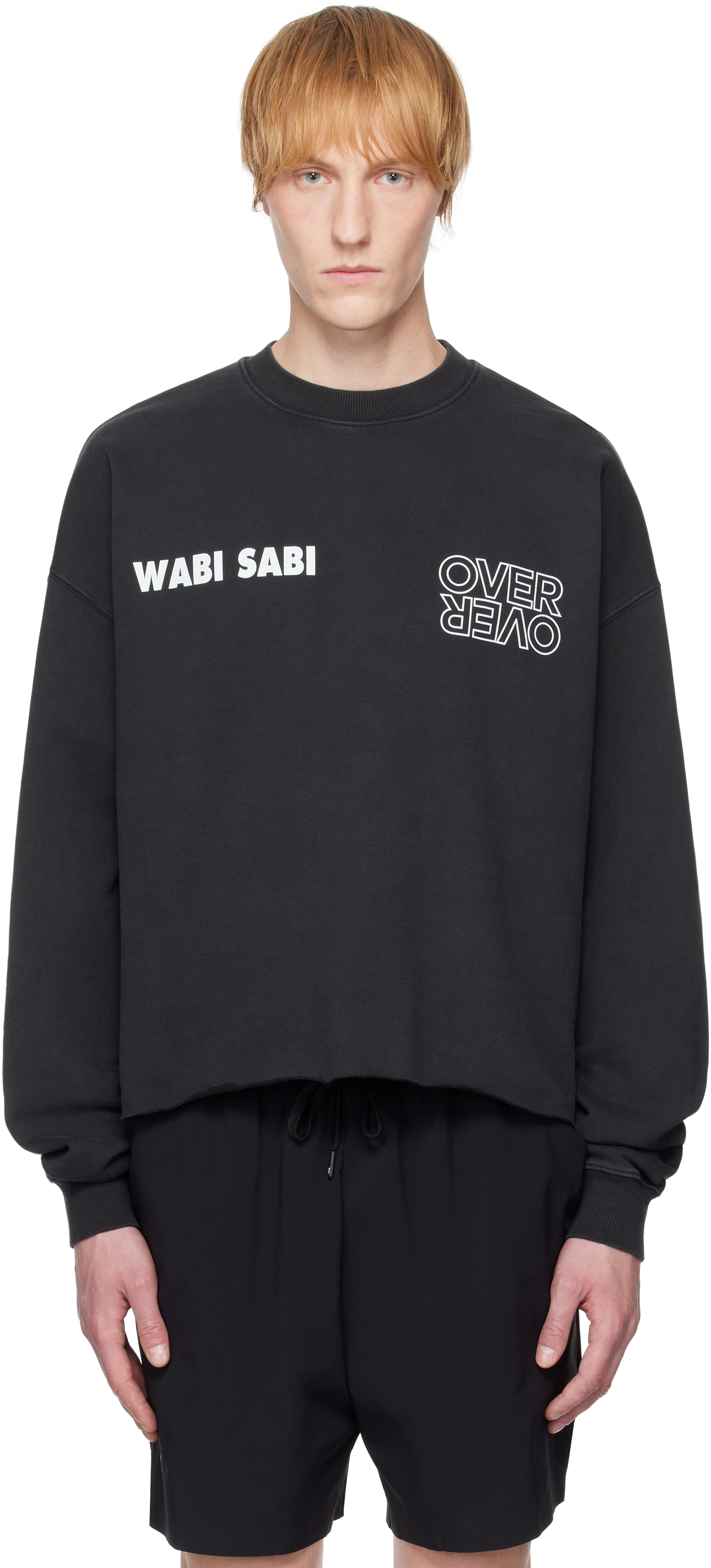 Gray Boxy Crop Crew Sweatshirt