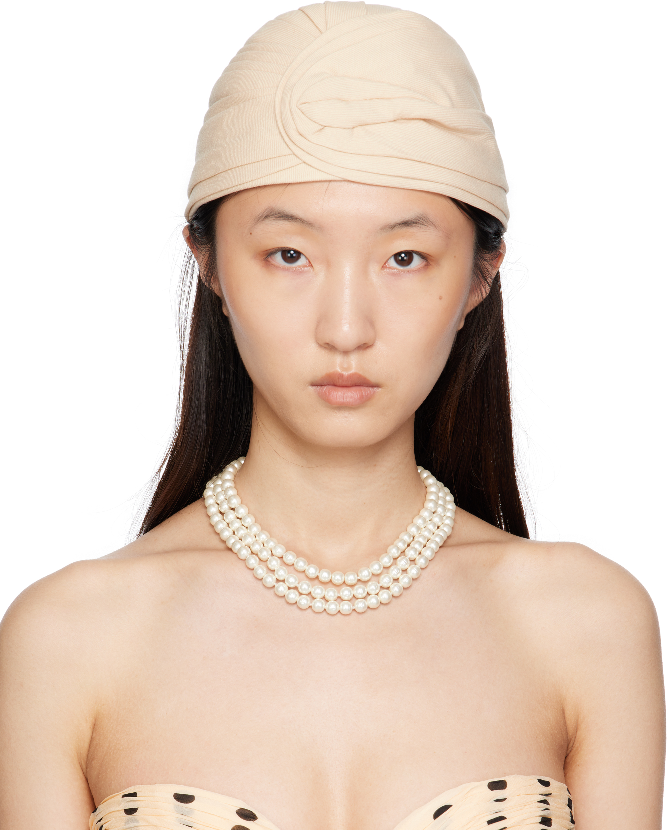 Beige Rigid Wool Hat
