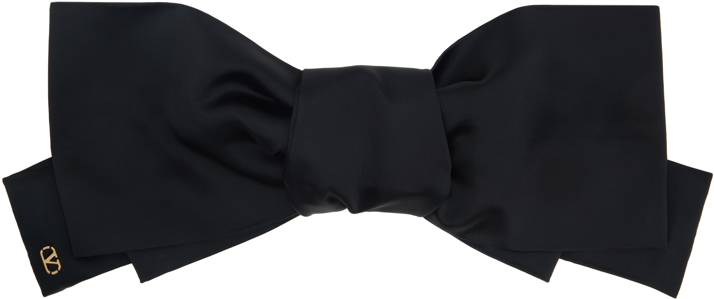 Black VLogo Signature Satin Bow Hair Clip