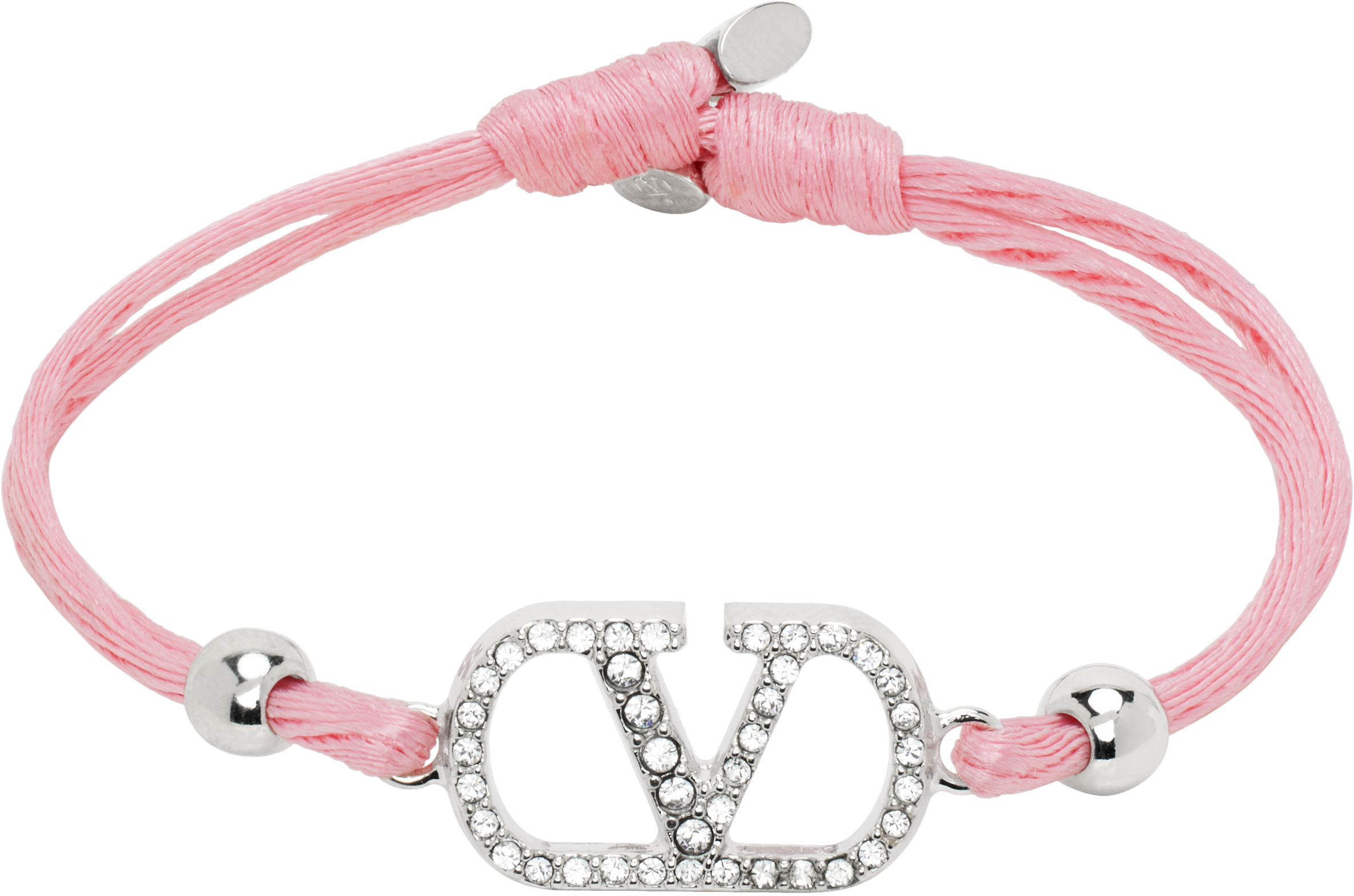 VALENTINO GARAVANI PINK VLOGO SIGNATURE COTTON BRACELET