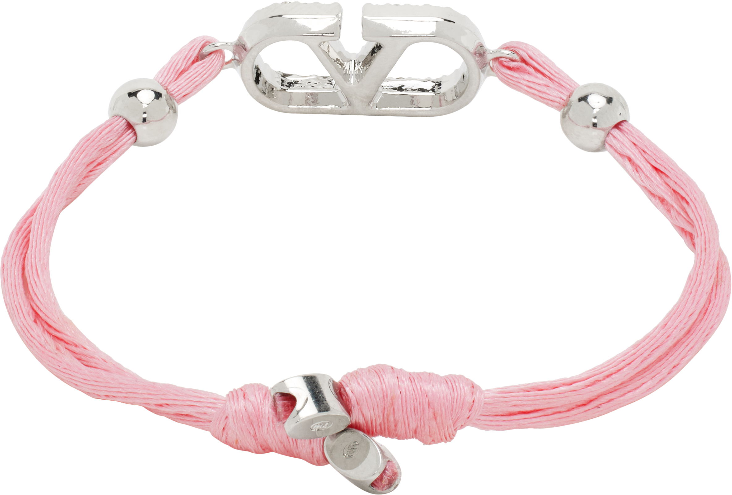 VALENTINO GARAVANI PINK VLOGO SIGNATURE COTTON BRACELET