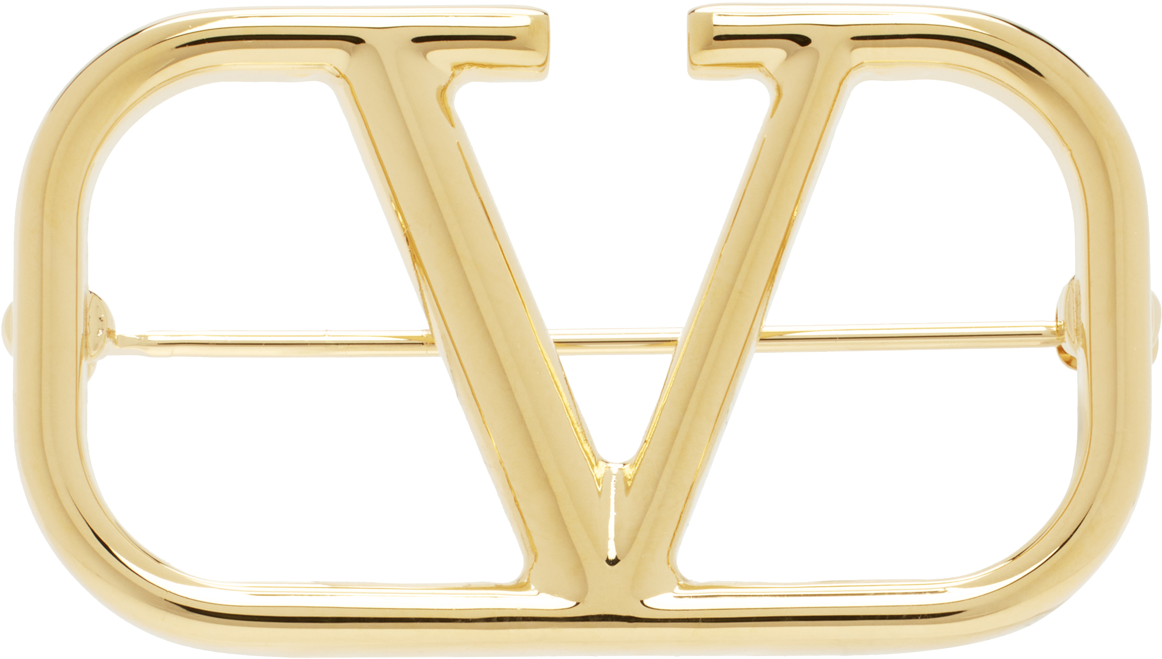 Valentino Garavani: ゴールド VLogo Signature ブローチ