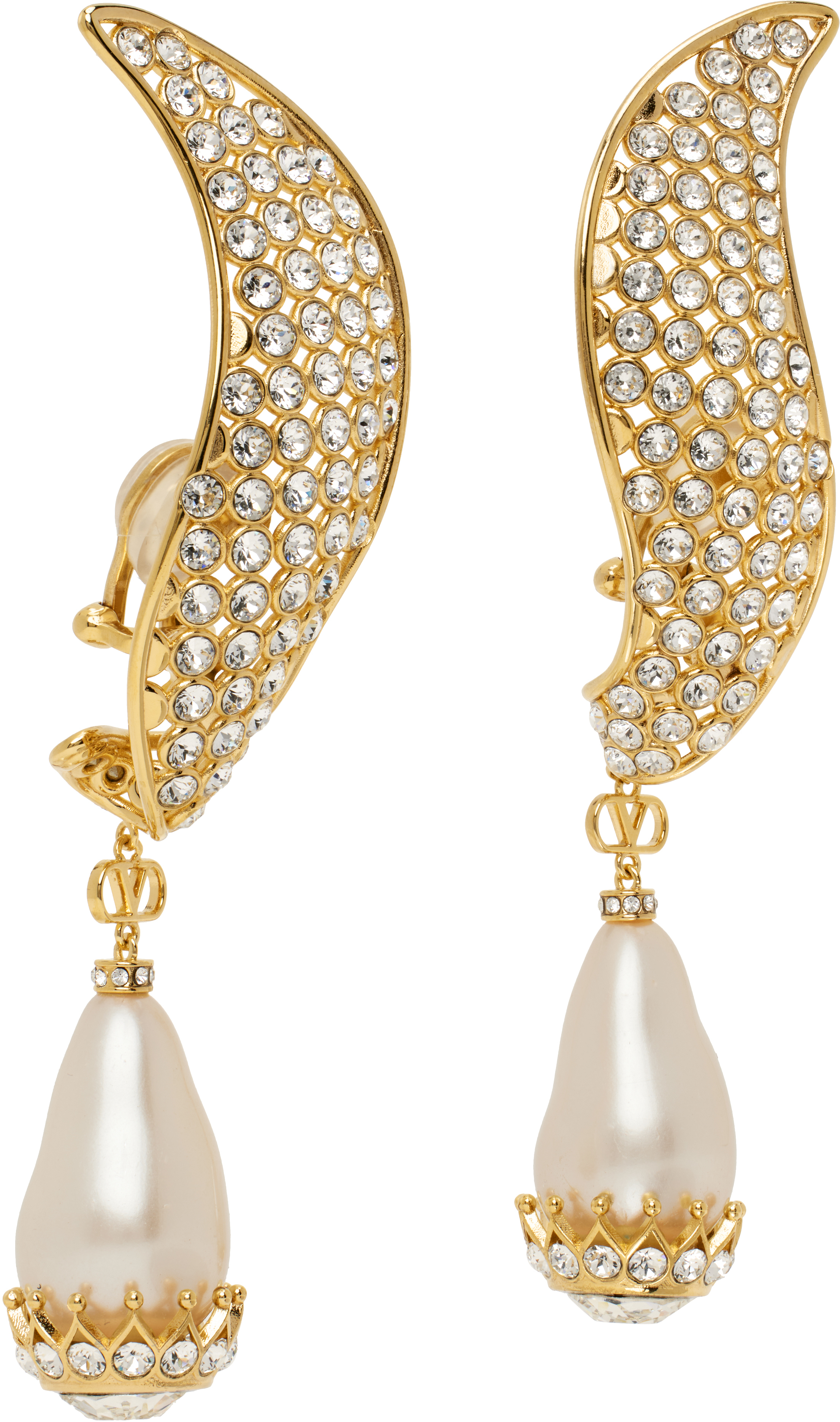 Gold 'Poetique des Gouttes' Clip-on Earrings