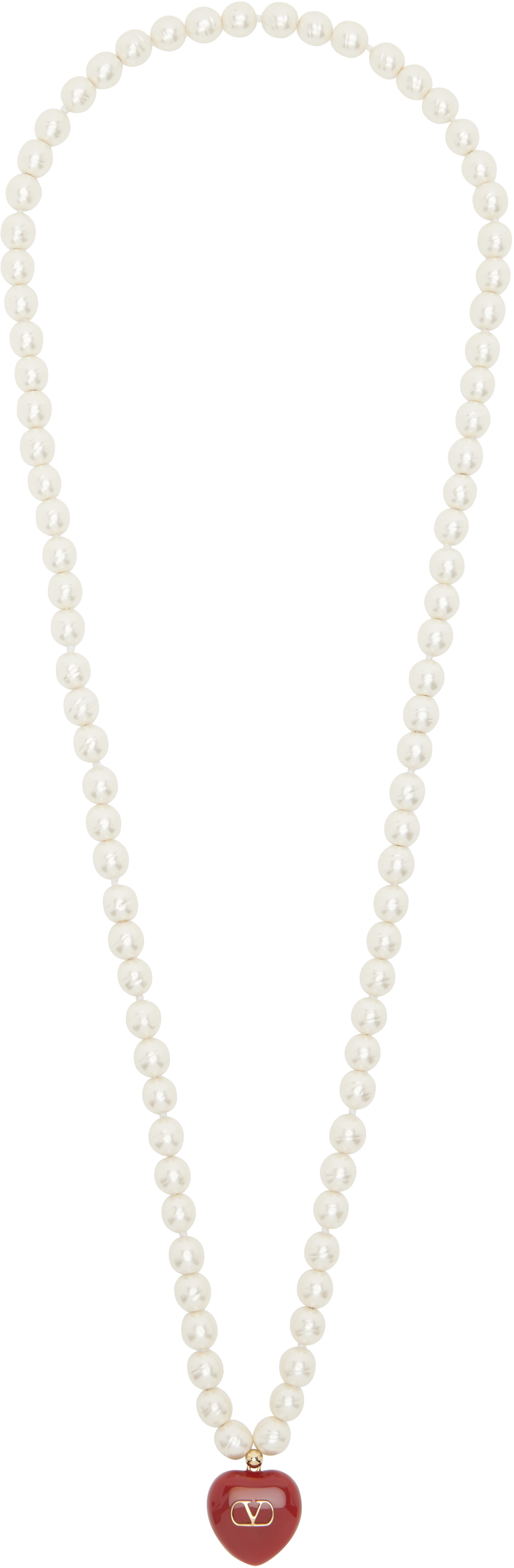 Valentino Garavani: Off-White Coeur Royal Necklace | SSENSE