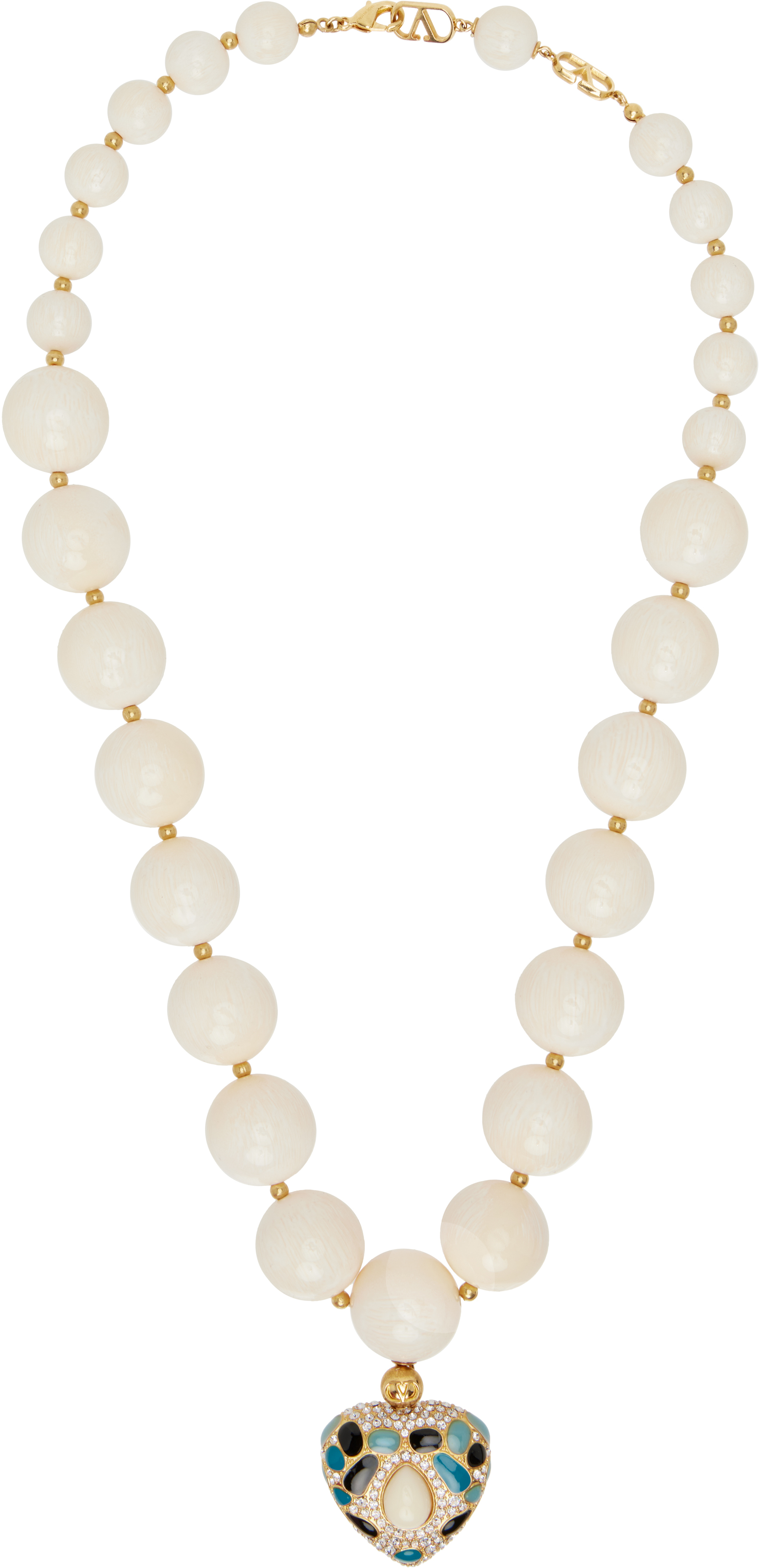 Off-White Coeur Royal Necklace by Valentino Garavani on Sale