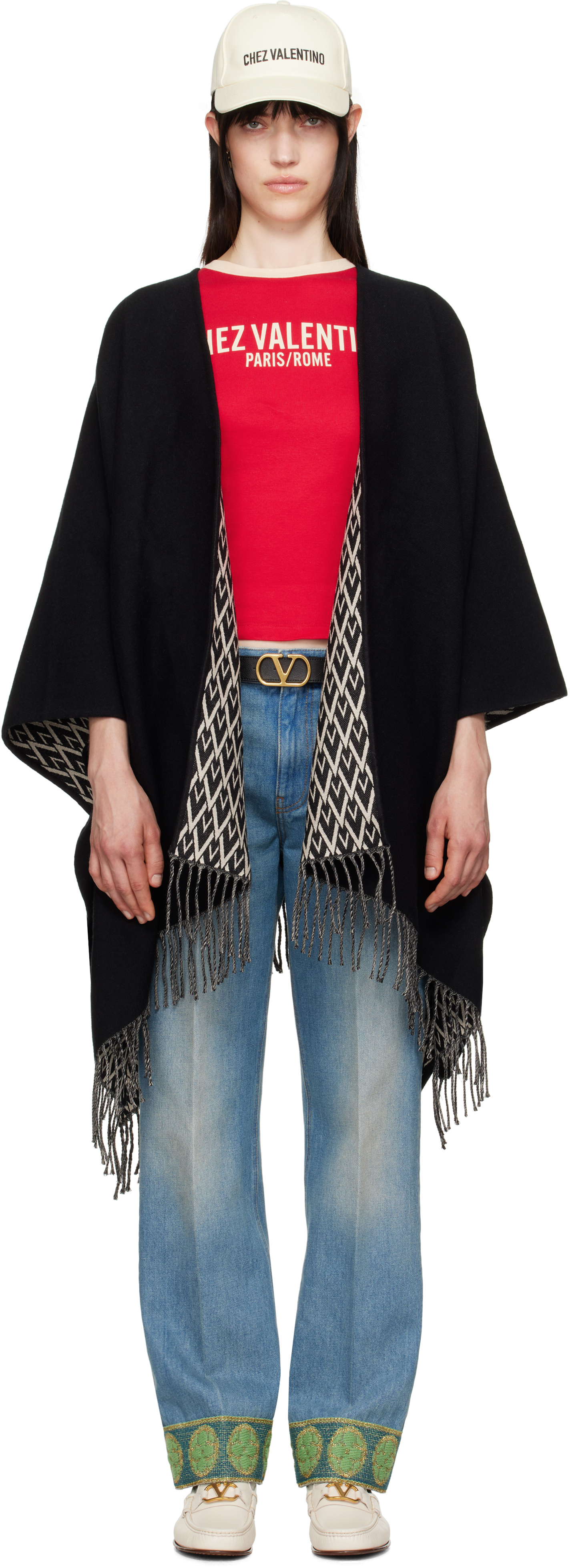 Black & Off-White Double Toile Iconographe Scarf