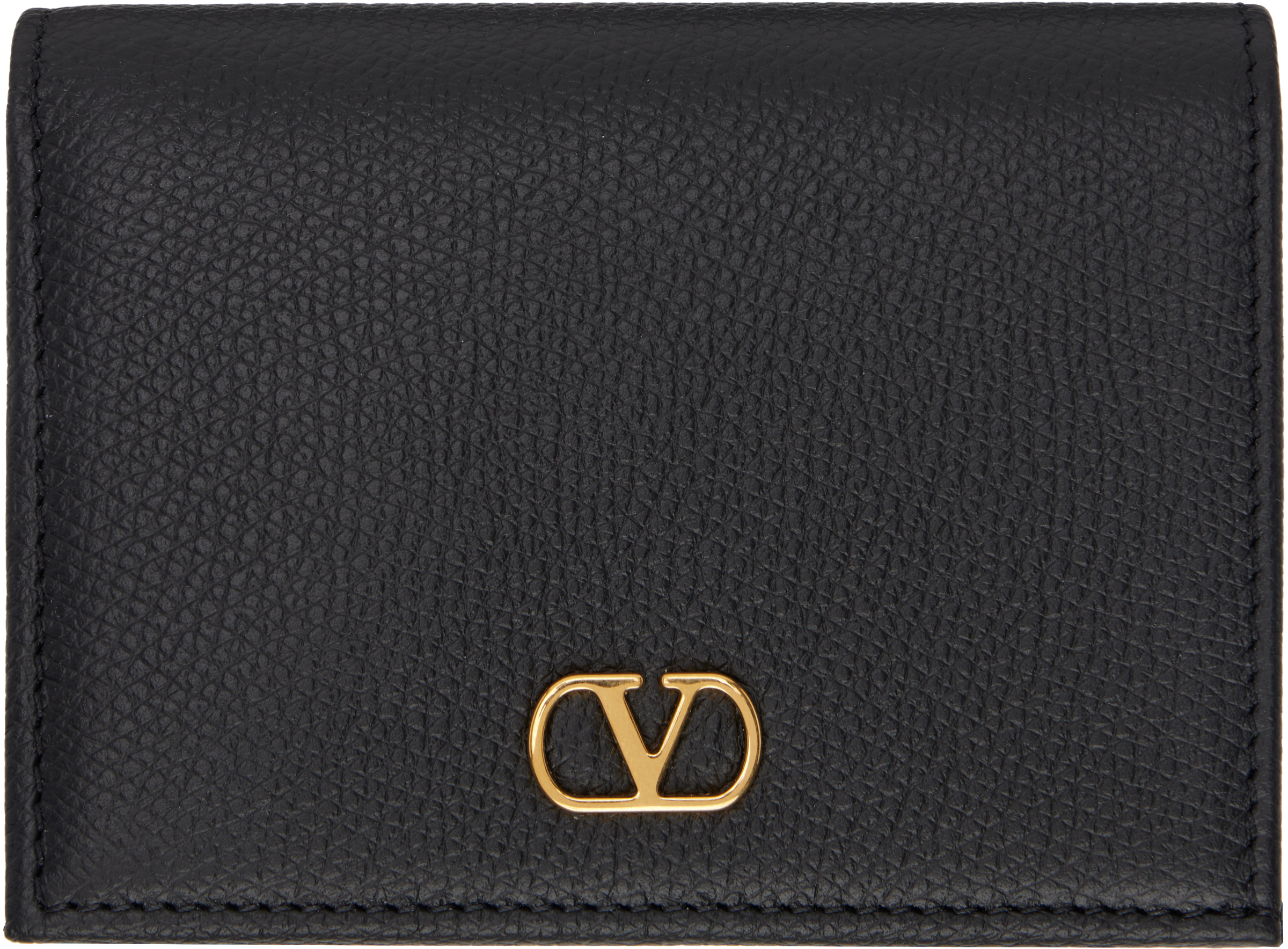 Valentino Garavani: Black VLogo Signature Grainy Calfskin