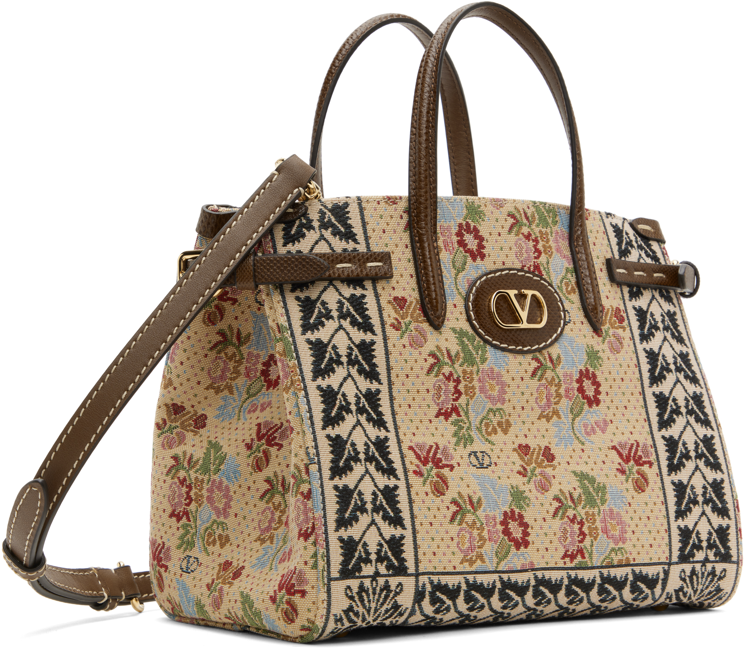 Valentino `antibes` Medium Tote Bag In R9h Multicolor/tabac