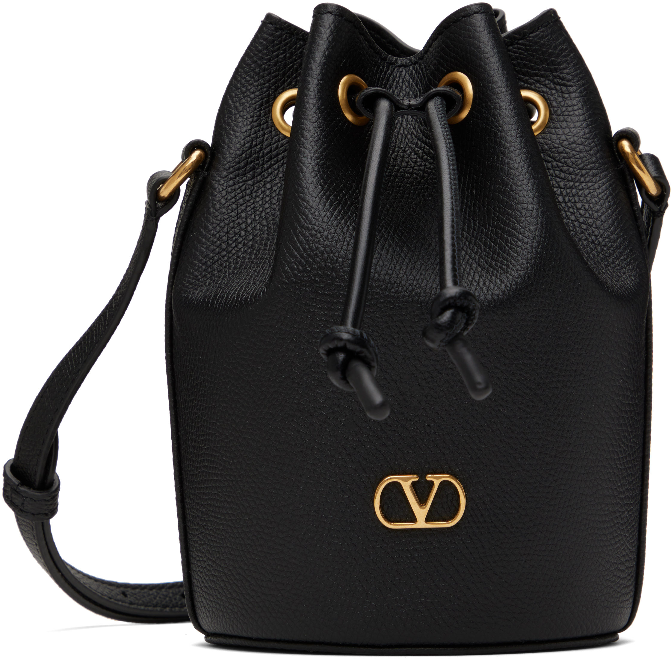 Black Mini Drawstring VLogo Signature Bag