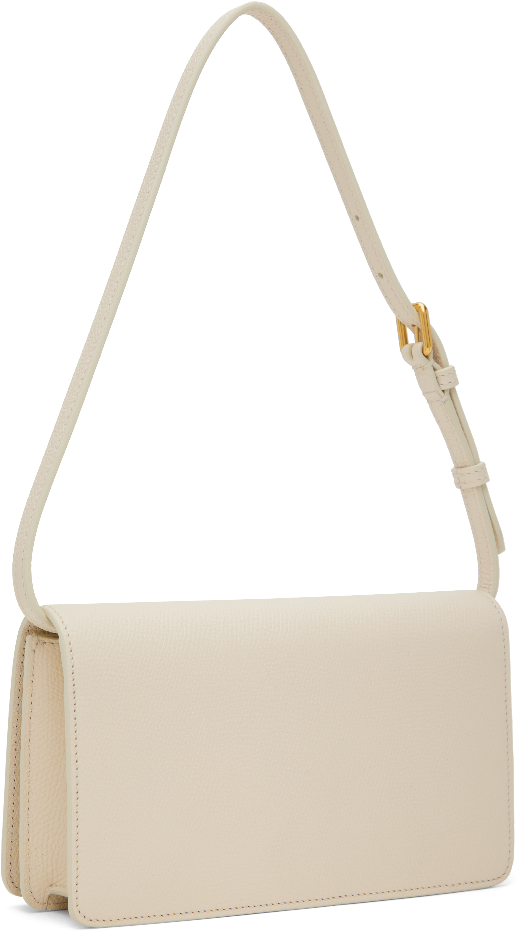 Valentino Mini Vlogo Signature Shoulder Bag In Grained Leather In I16 Light Ivory