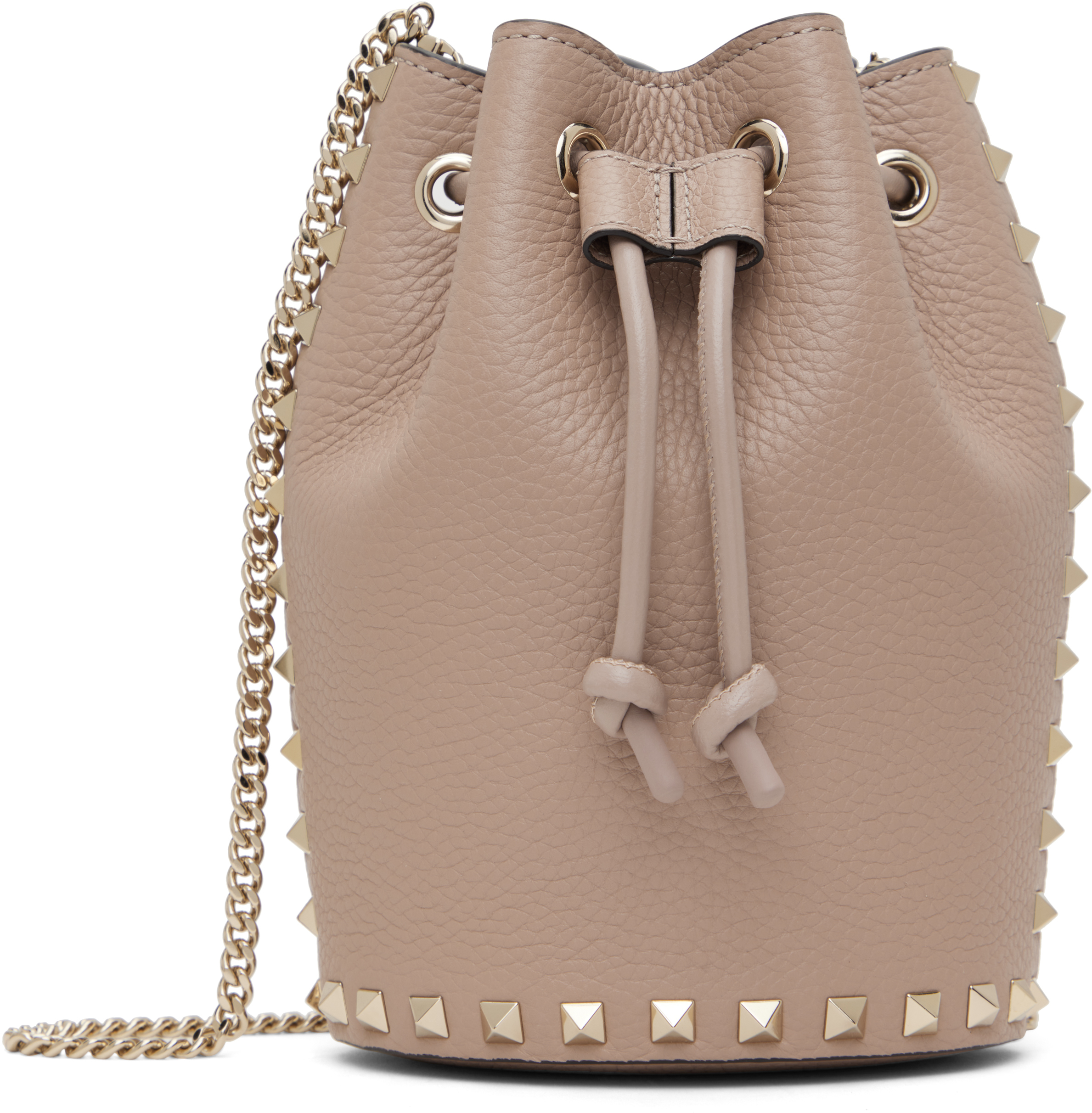 Taupe Mini Drawstring Rockstud Bag