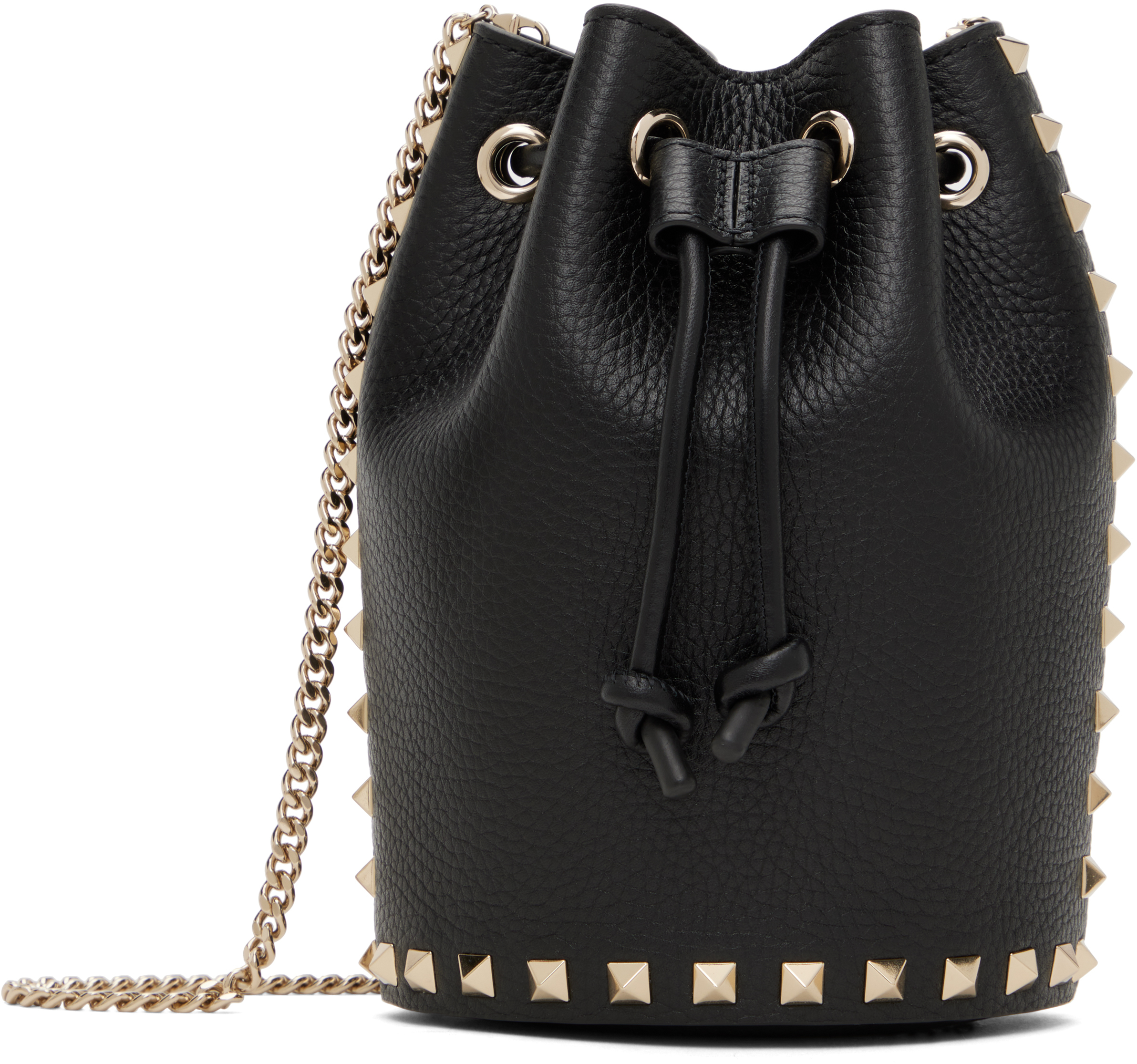 Black Mini Drawstring Rockstud Bag