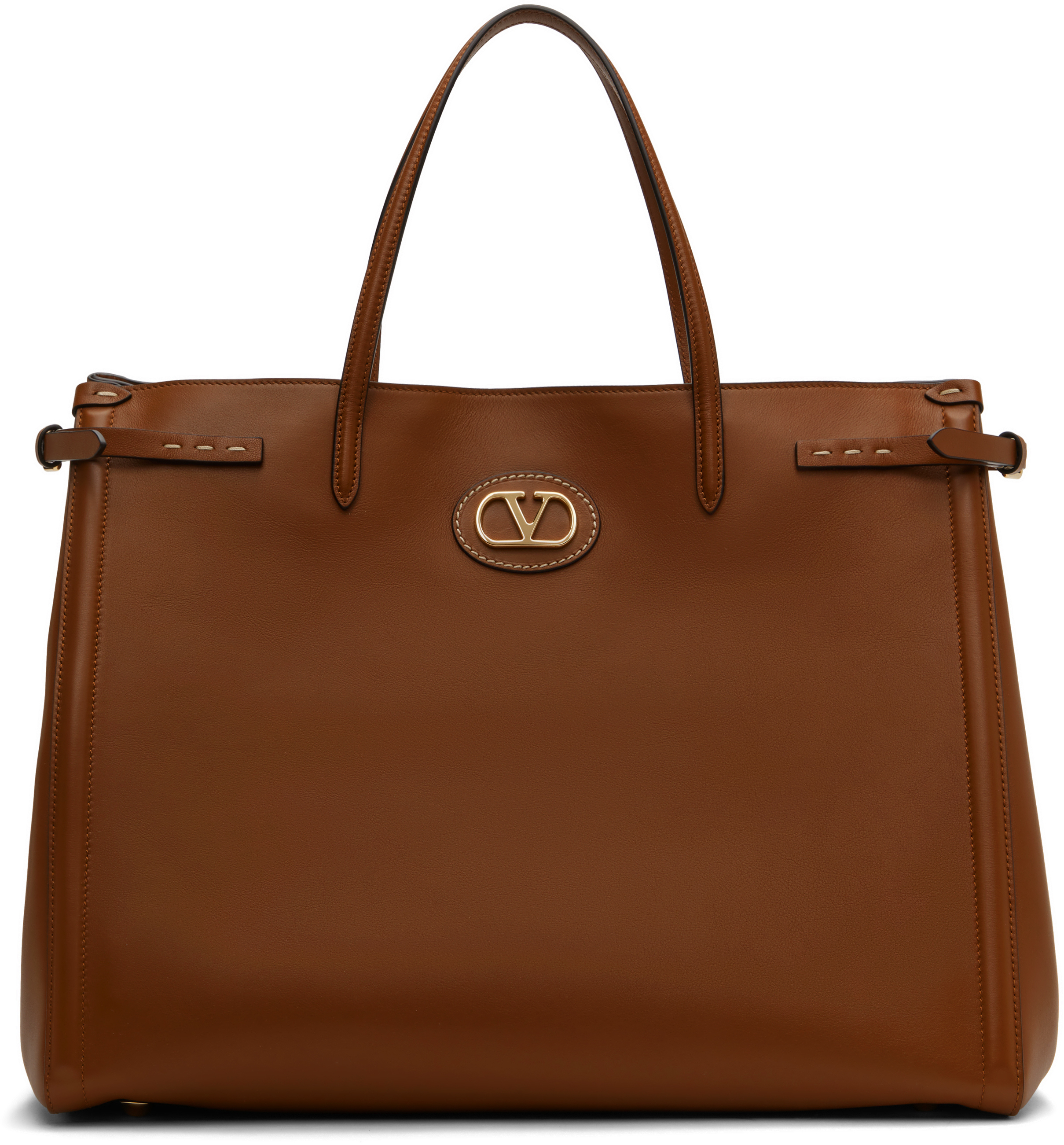 Brown Antibes Medium Calfskin Shopping Tote