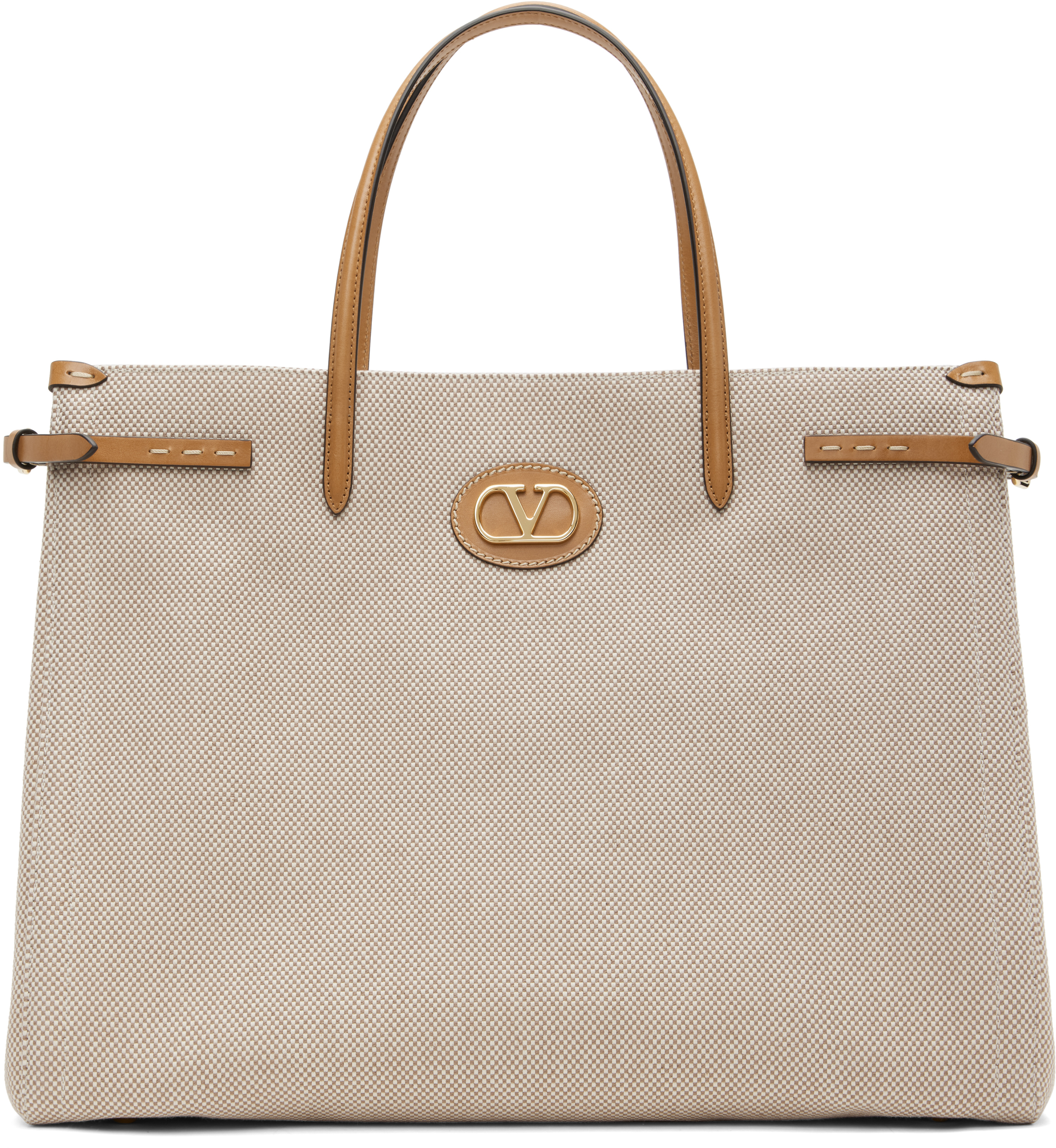 Off-White & Brown Antibes Large Canvas Shopping Tote