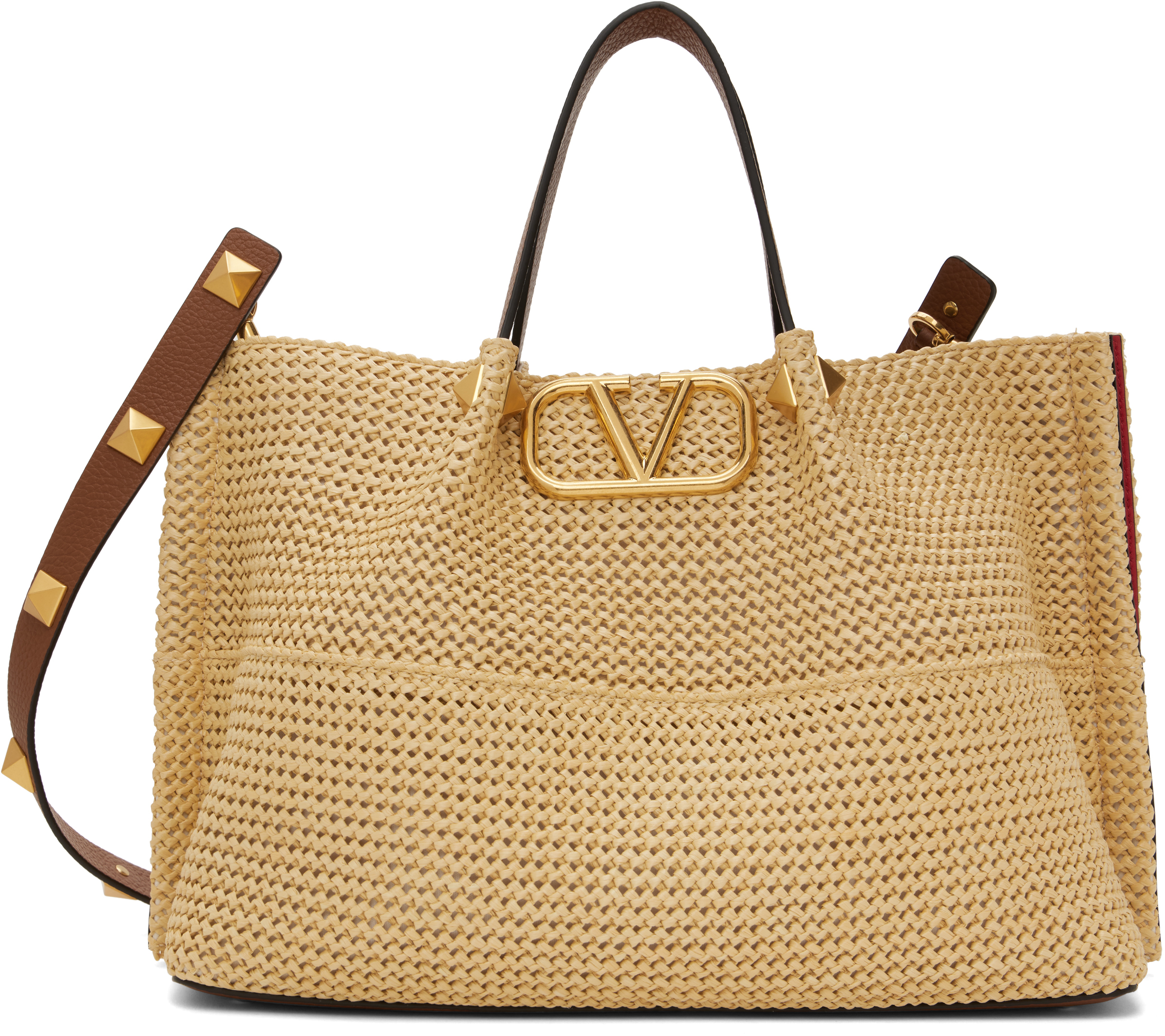 Beige Medium Straw Summer Tote