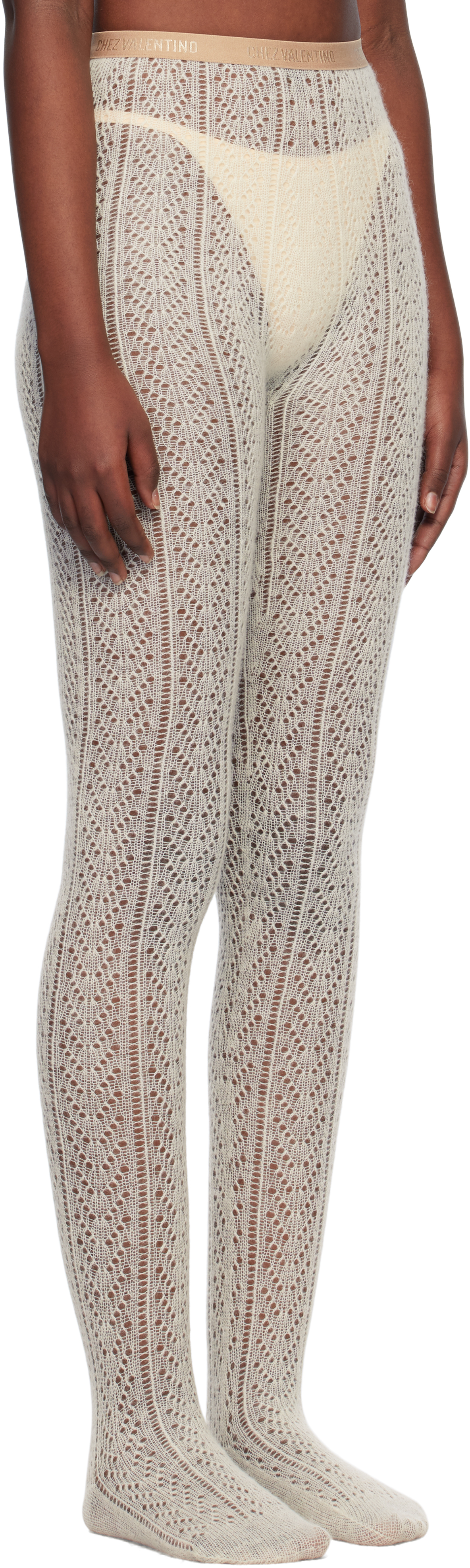 Valentino Beige 'chez ' Mohair Tights In 031 Latte