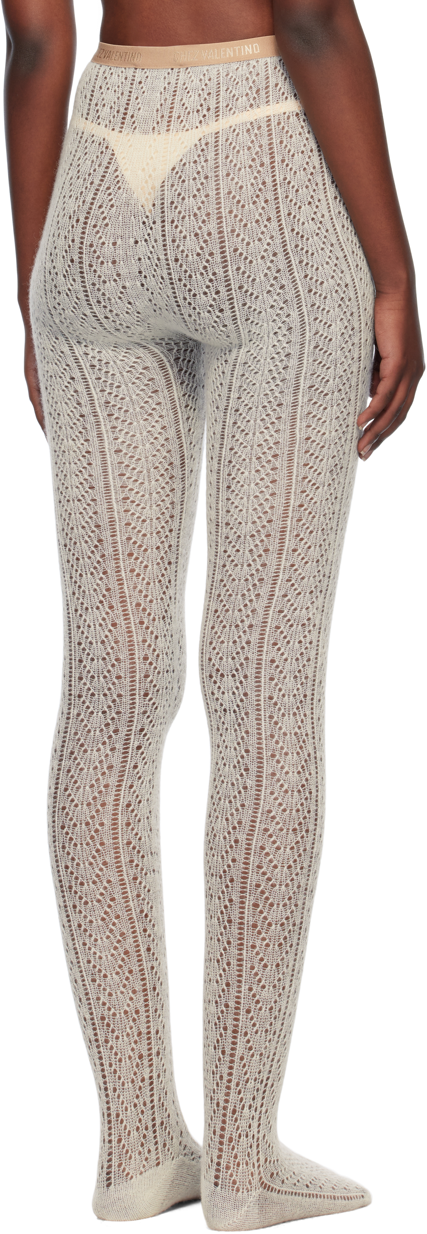 Valentino Beige 'chez ' Mohair Tights In 031 Latte
