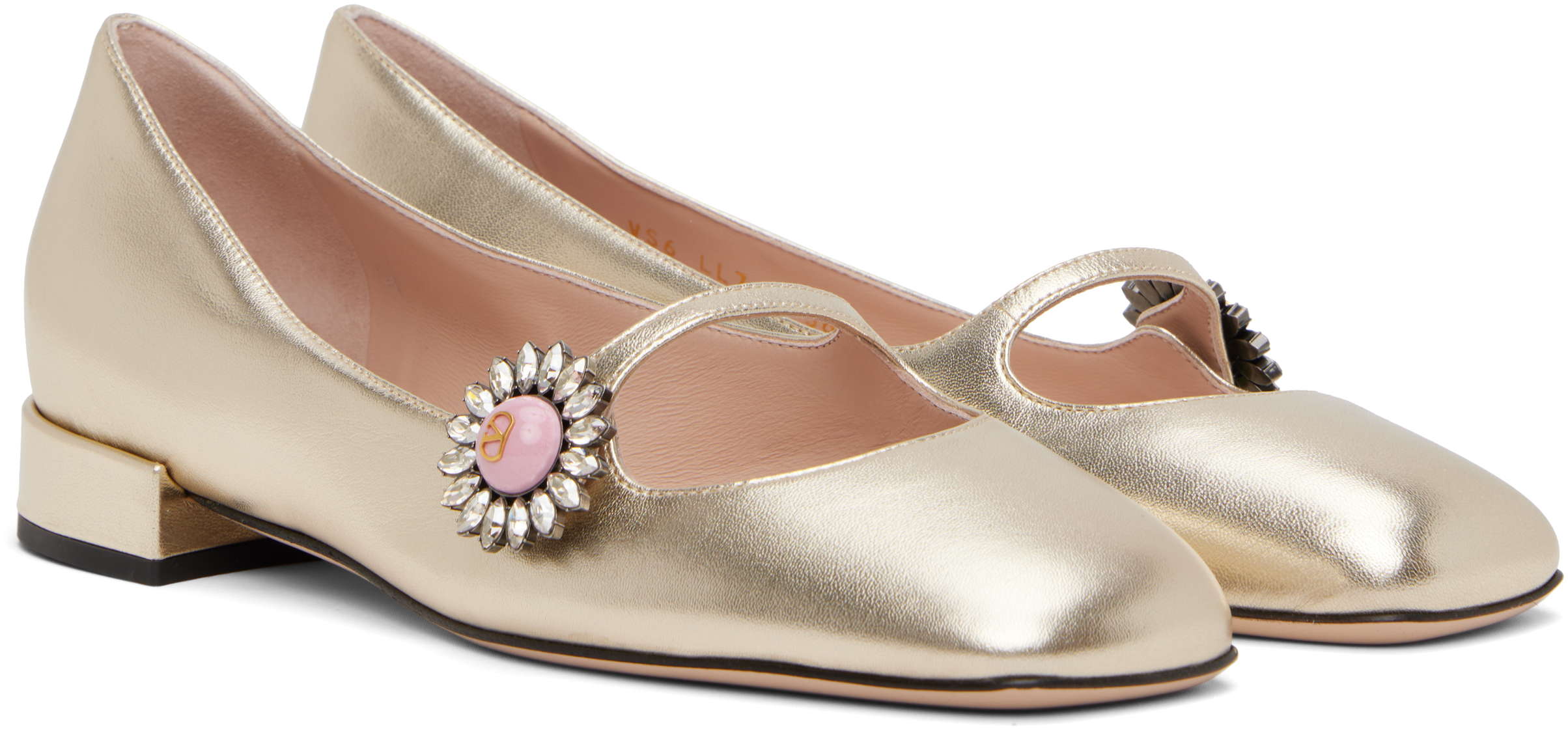 Valentino Mary Jane Metallic Leather Ballet Flats