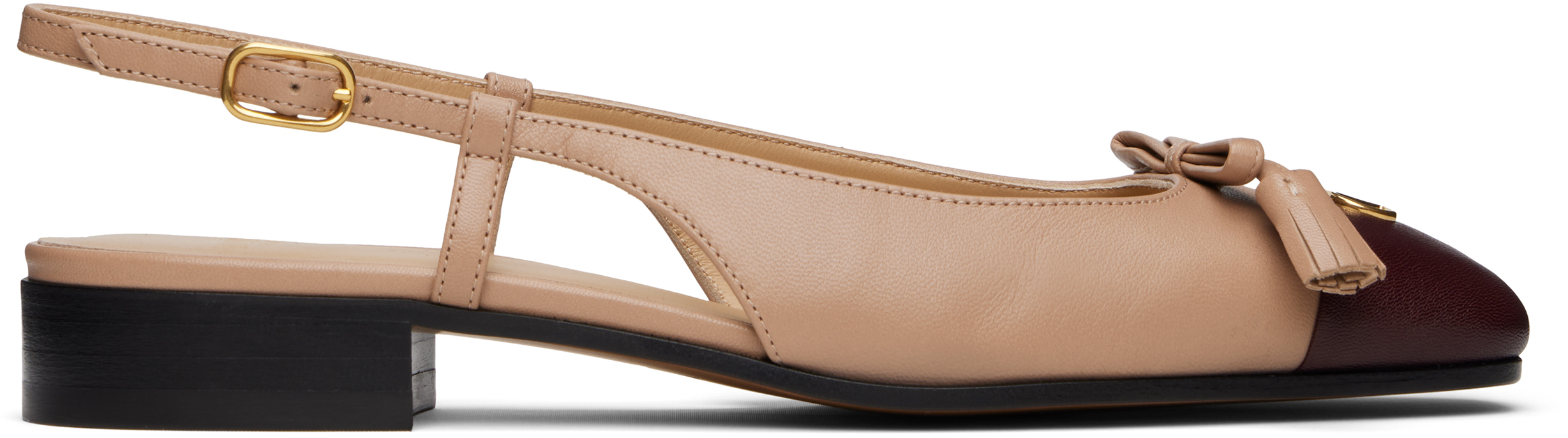 Off-White & Brown Valet Du Roi Slingback Ballerina Flats