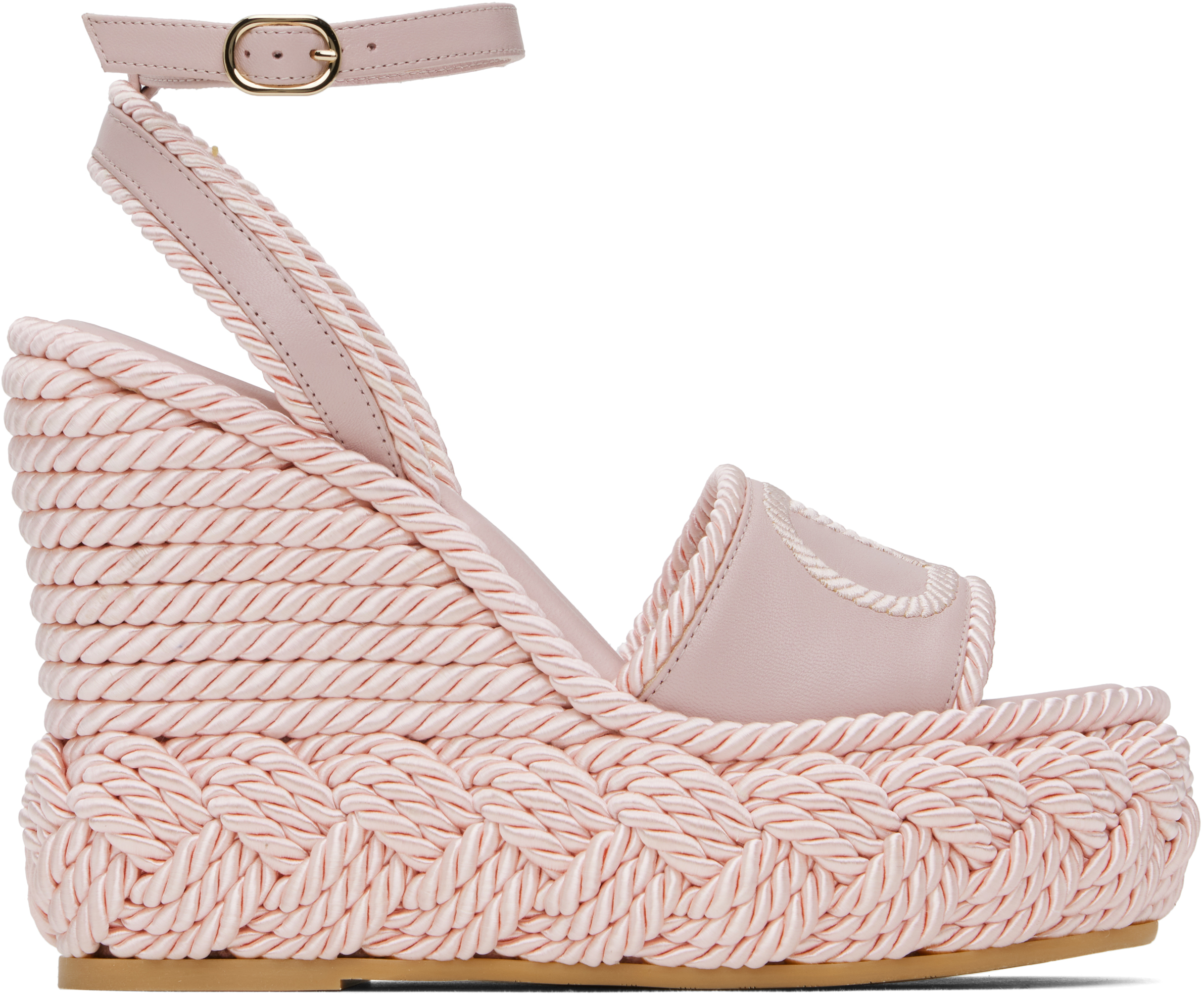 Valentino Garavani: ピンク VLogo Torchon ウェッジ サンダル