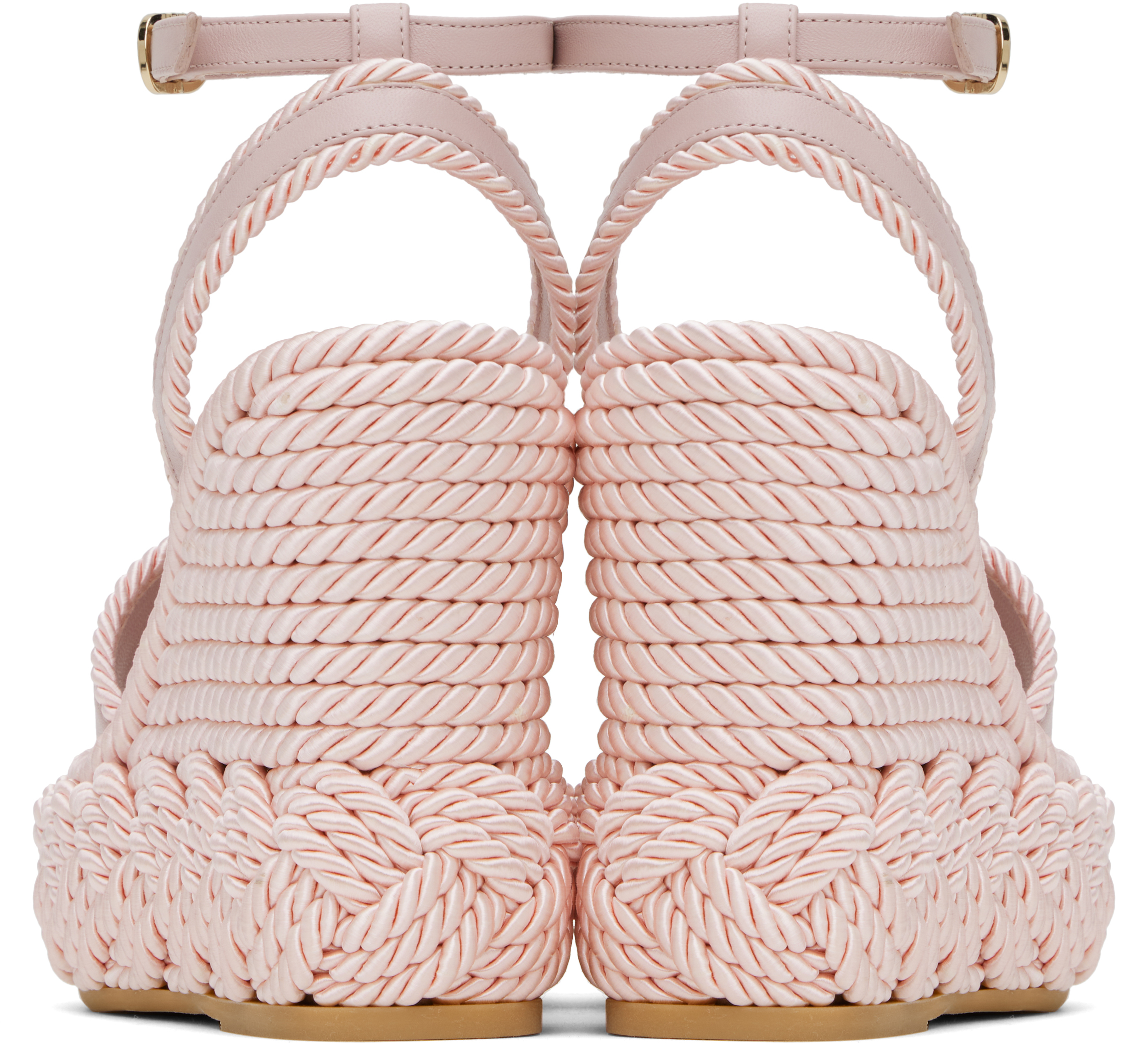 Shop Valentino Pink Vlogo Torchon Wedge Sandals In W34 Water Rose