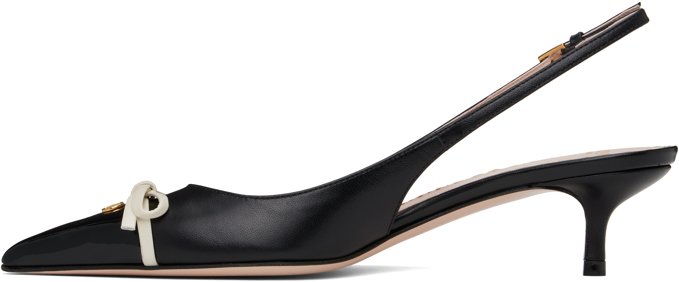 Valentino Bepointy 45 Bow-embellished Leather Slingback Pumps In Black