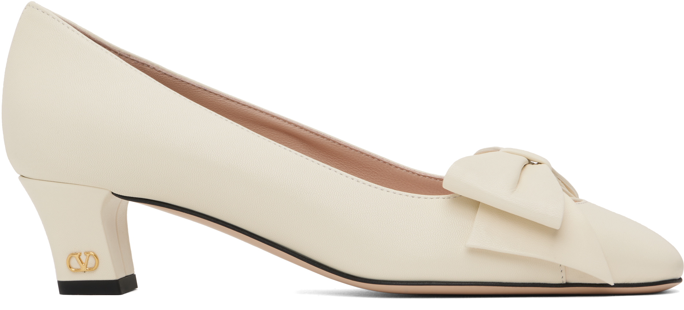 Shop Valentino Off-white Bowow Heels In 098 Ivory