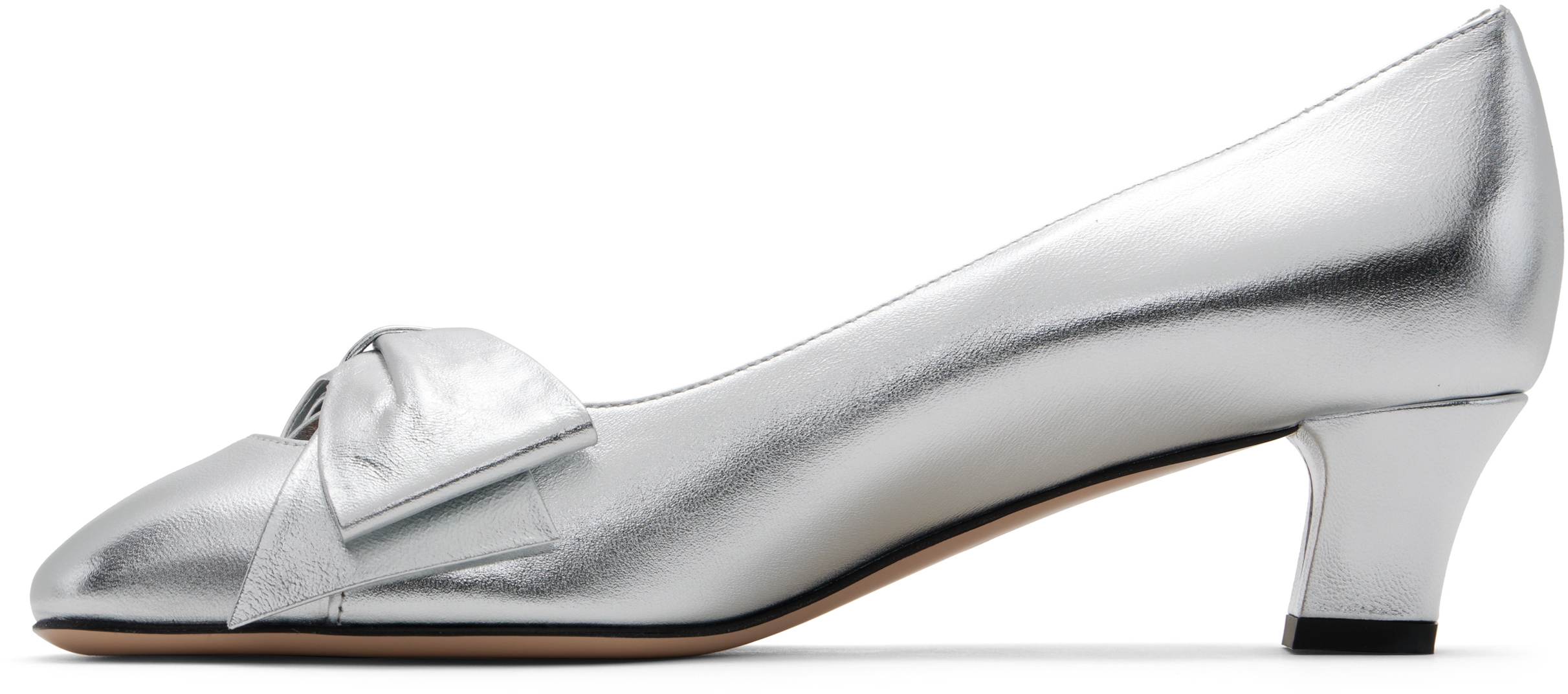 Valentino 45mm Bowow Leather Pumps In S13 Silver