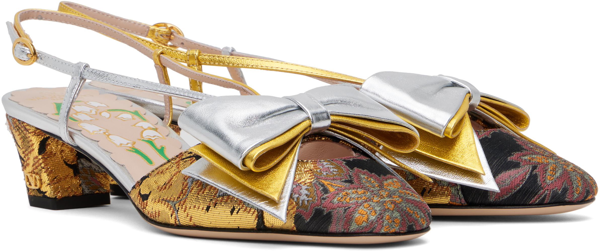 Valentino Jacquard Embroidered Bowow Pumps In R8v Jacquard Multi 1