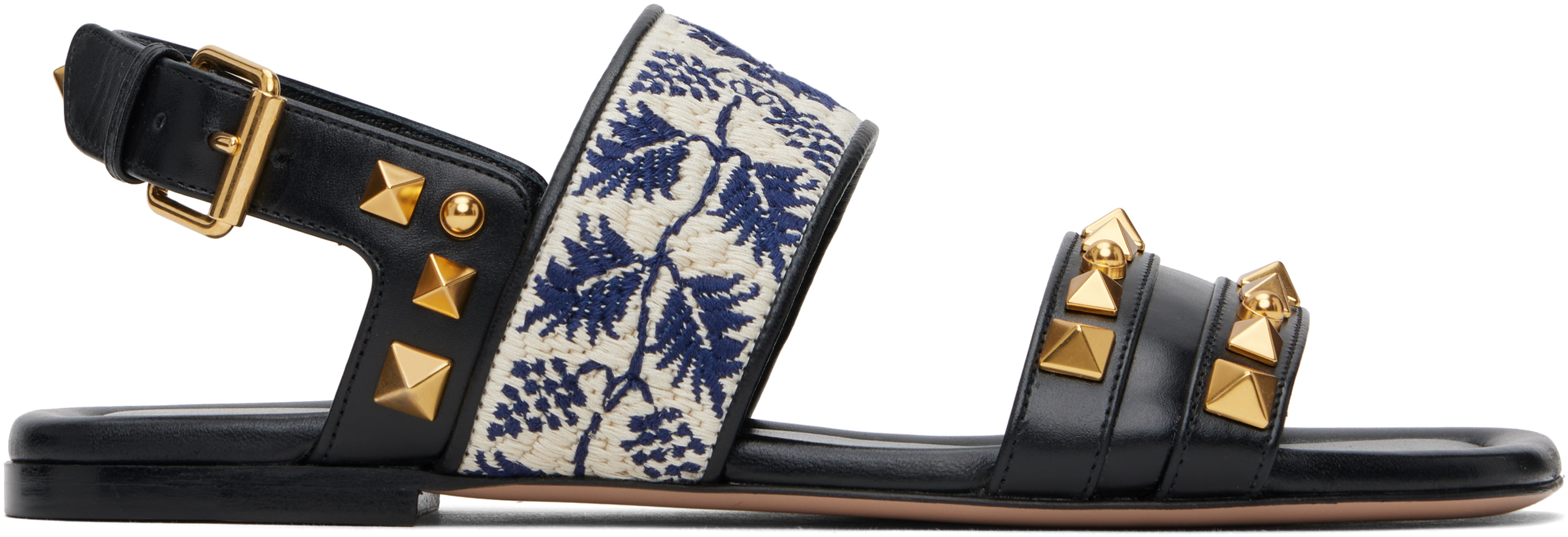 Black Grape Embroidery County Sandals