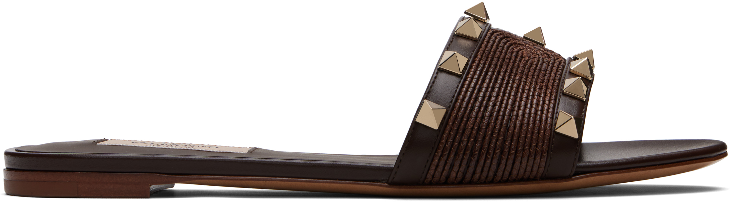 Off-White & Beige Rockstud Slide Sandals