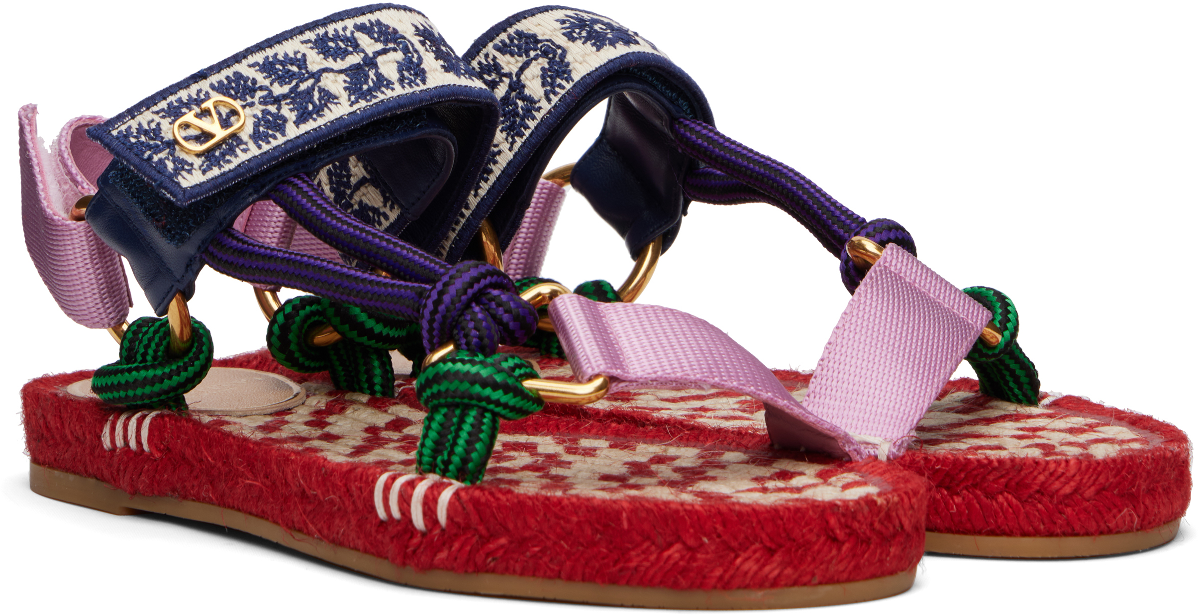 Valentino Garavani Lake Powell Sandal With Grape Embroidery 20mm Woman Multicolour 42 In Red