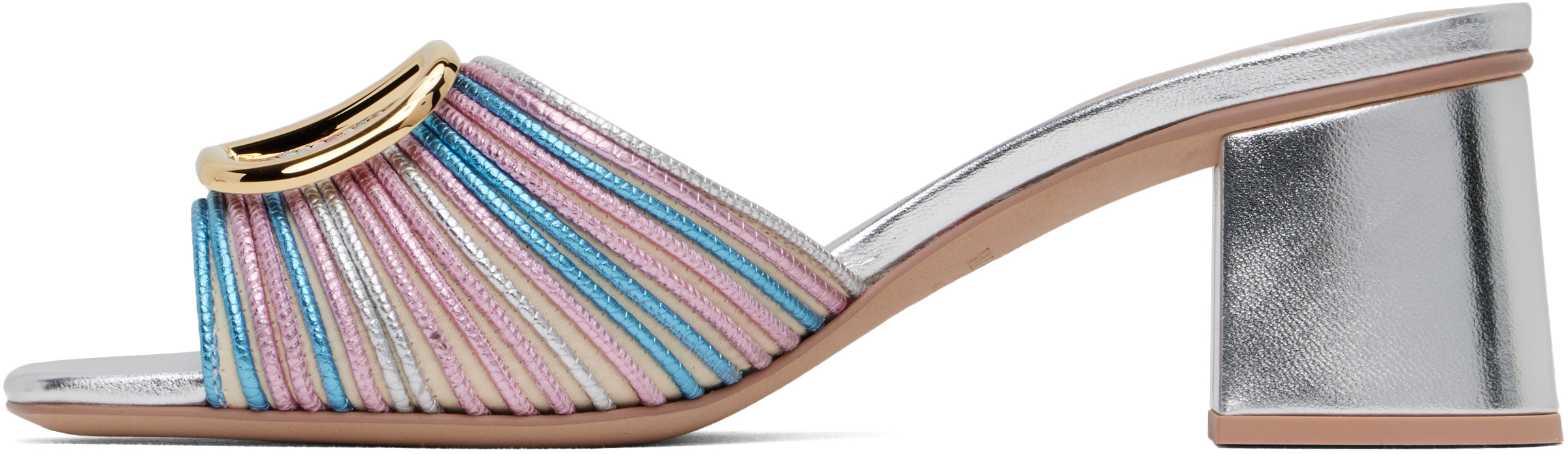 Valentino Vlogo Signature 60 Leather Sandal In Zsz Multicolor/silve