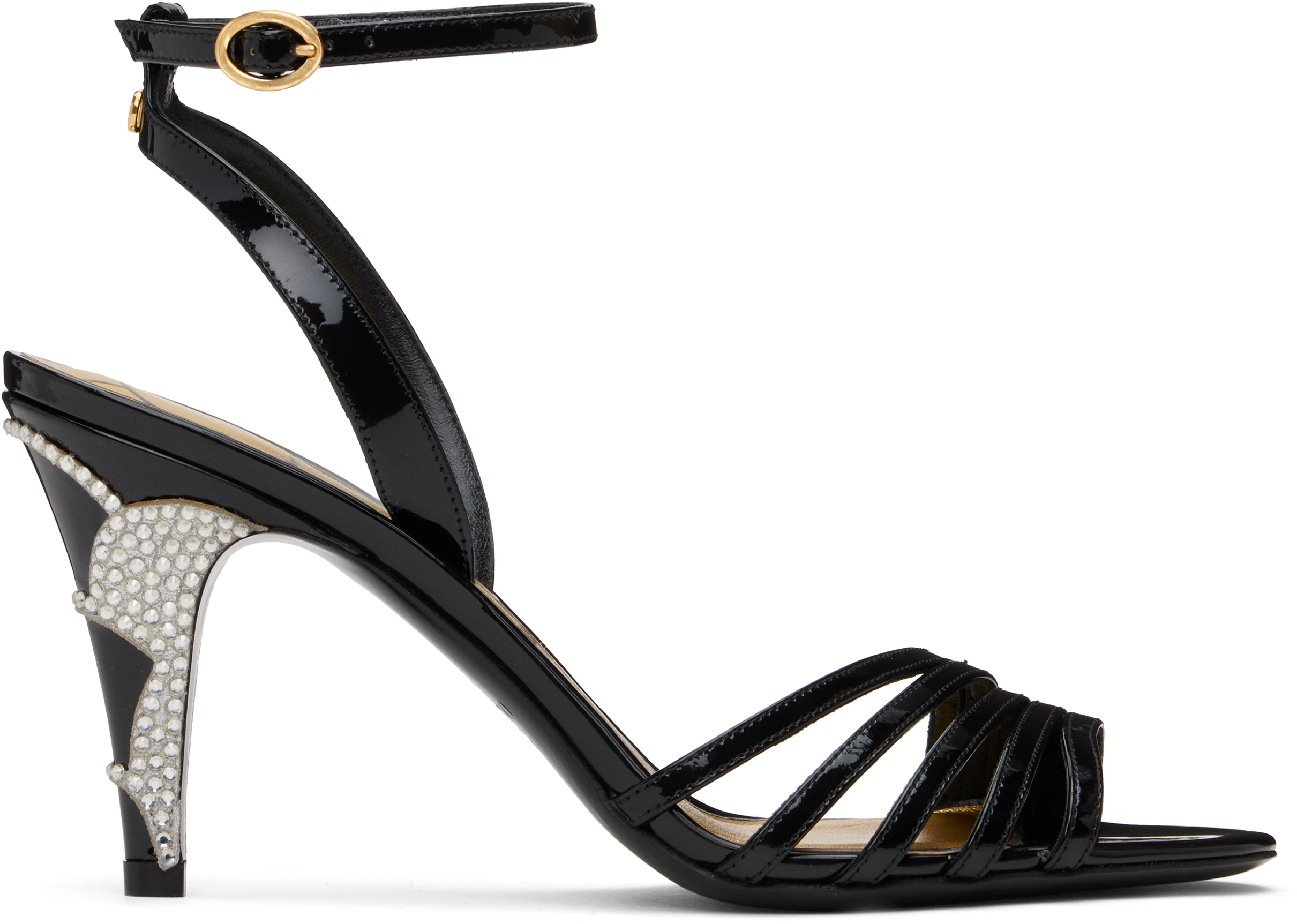 Black Ladycrush Patent Leather Heeled Sandals