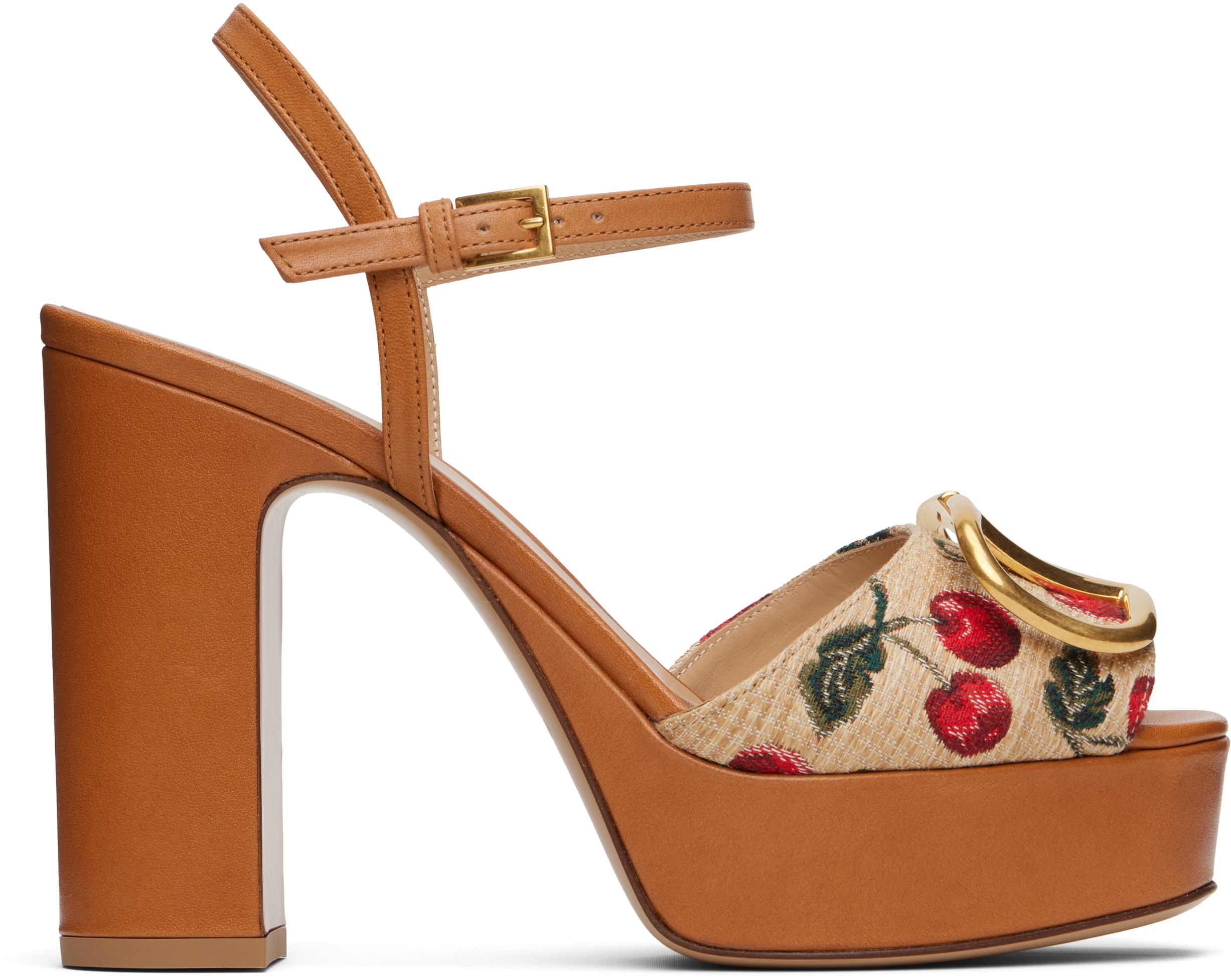 Beige & Brown VLogo Signature Cherryfic Platform Sandals