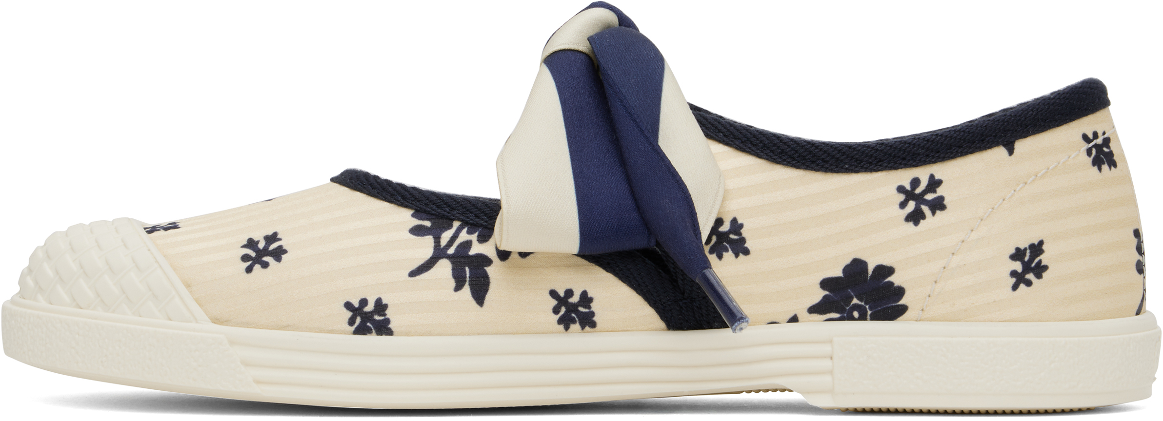 VALENTINO GARAVANI OFF-WHITE & NAVY BAY BY BAY BALLERINA SNEAKERS 