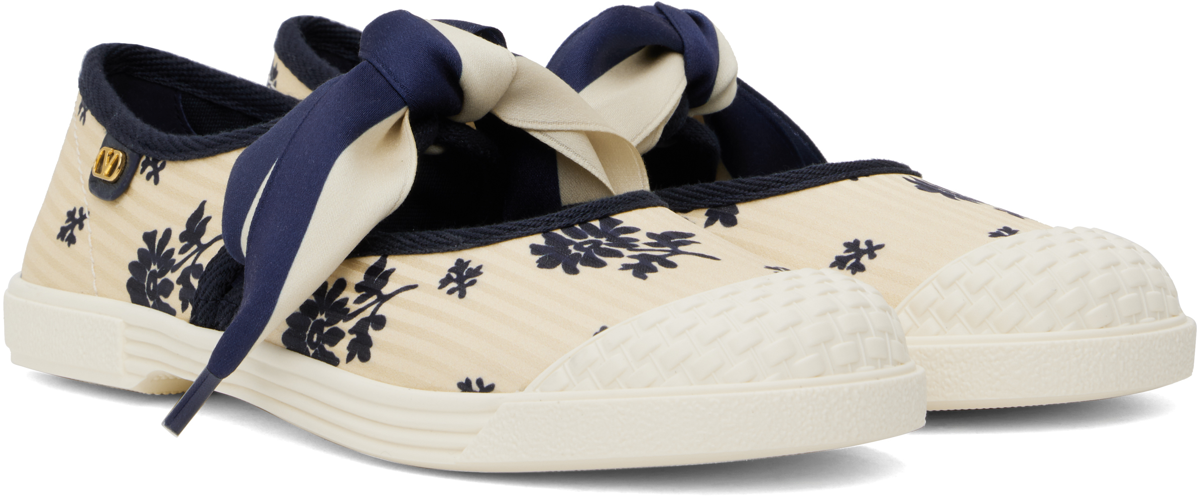 VALENTINO GARAVANI OFF-WHITE & NAVY BAY BY BAY BALLERINA SNEAKERS 