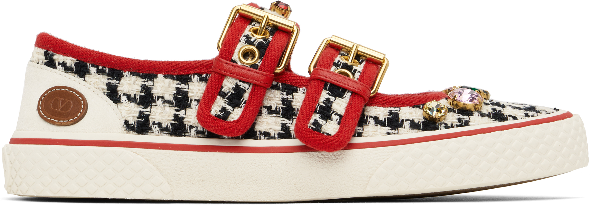 Valentino Off-white & Black Dollyboard Sneakers In Btl Bianco-nero/iv/r