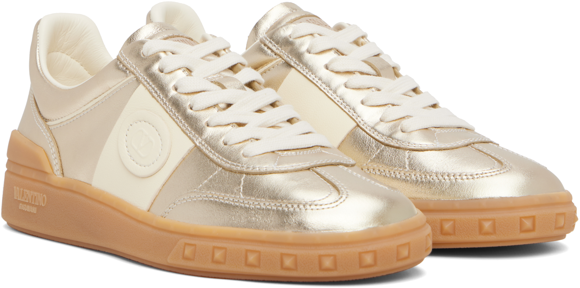 Valentino Garavani Upvillage Panelled Metallic Leather Sneakers