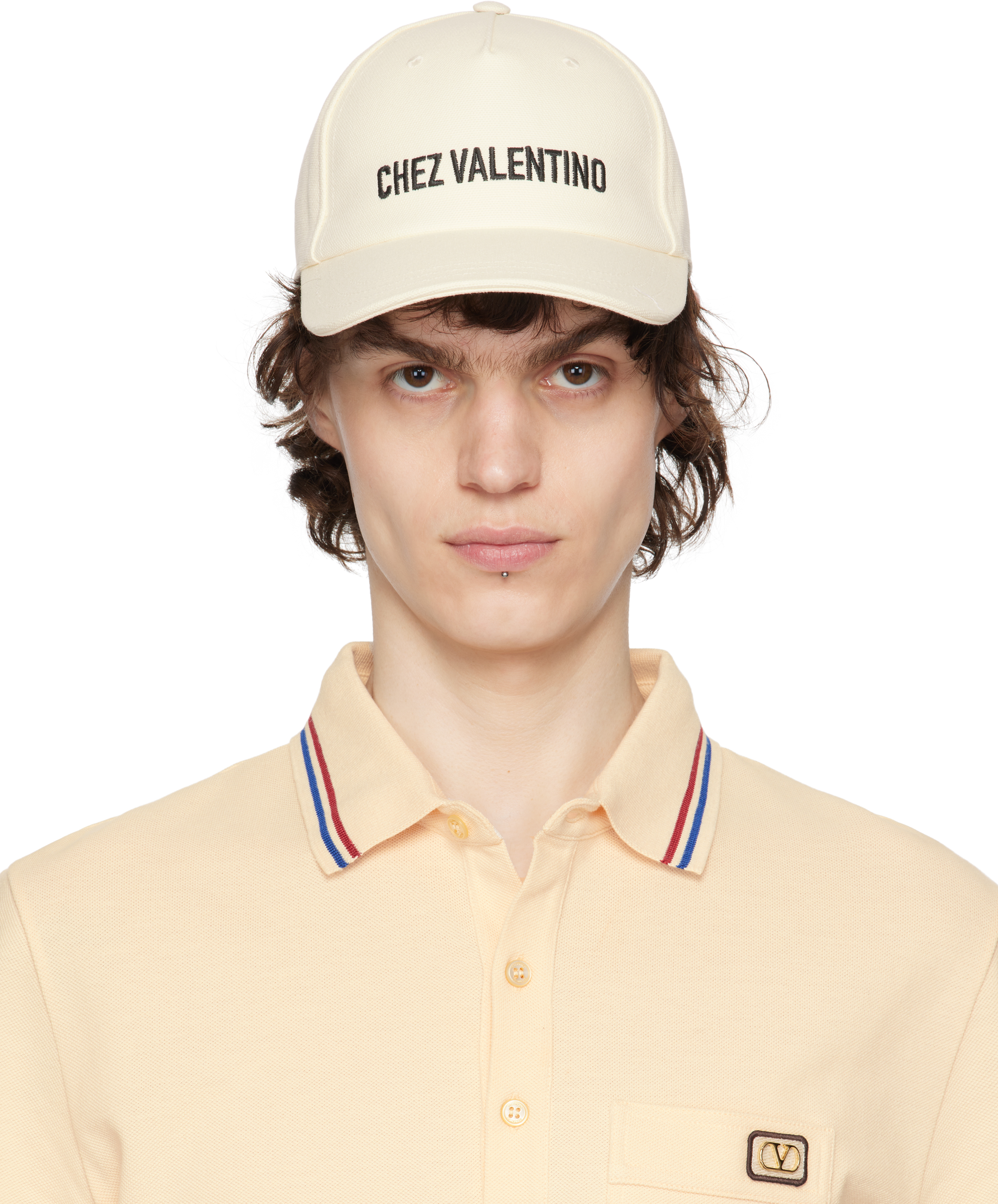 Beige 
Chez Valentino
 Cotton Baseball Cap