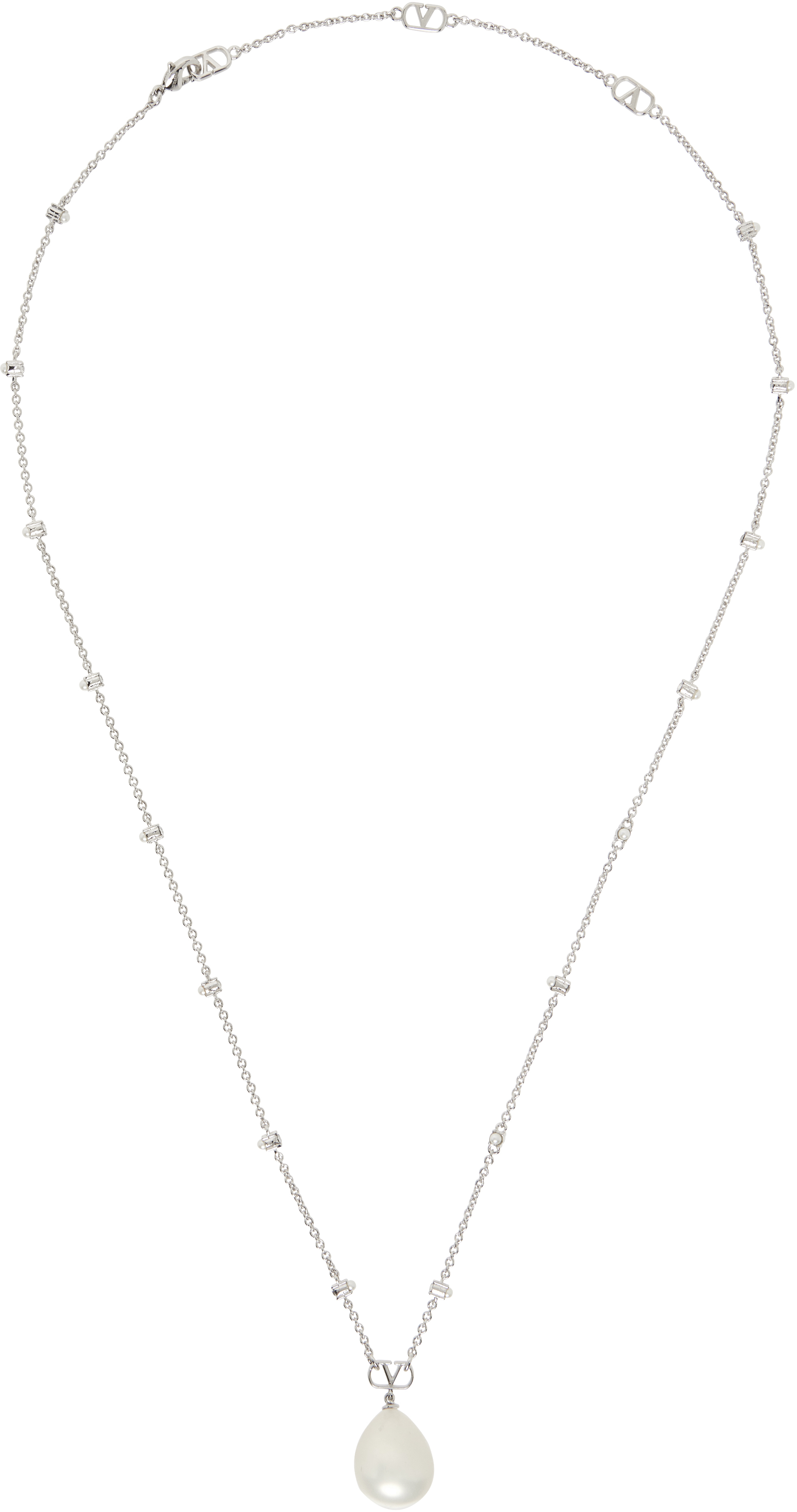 シルバー VLogo Signature ネックレス Vlogo Signature Metal And Swarovski® Crystal Necklace for