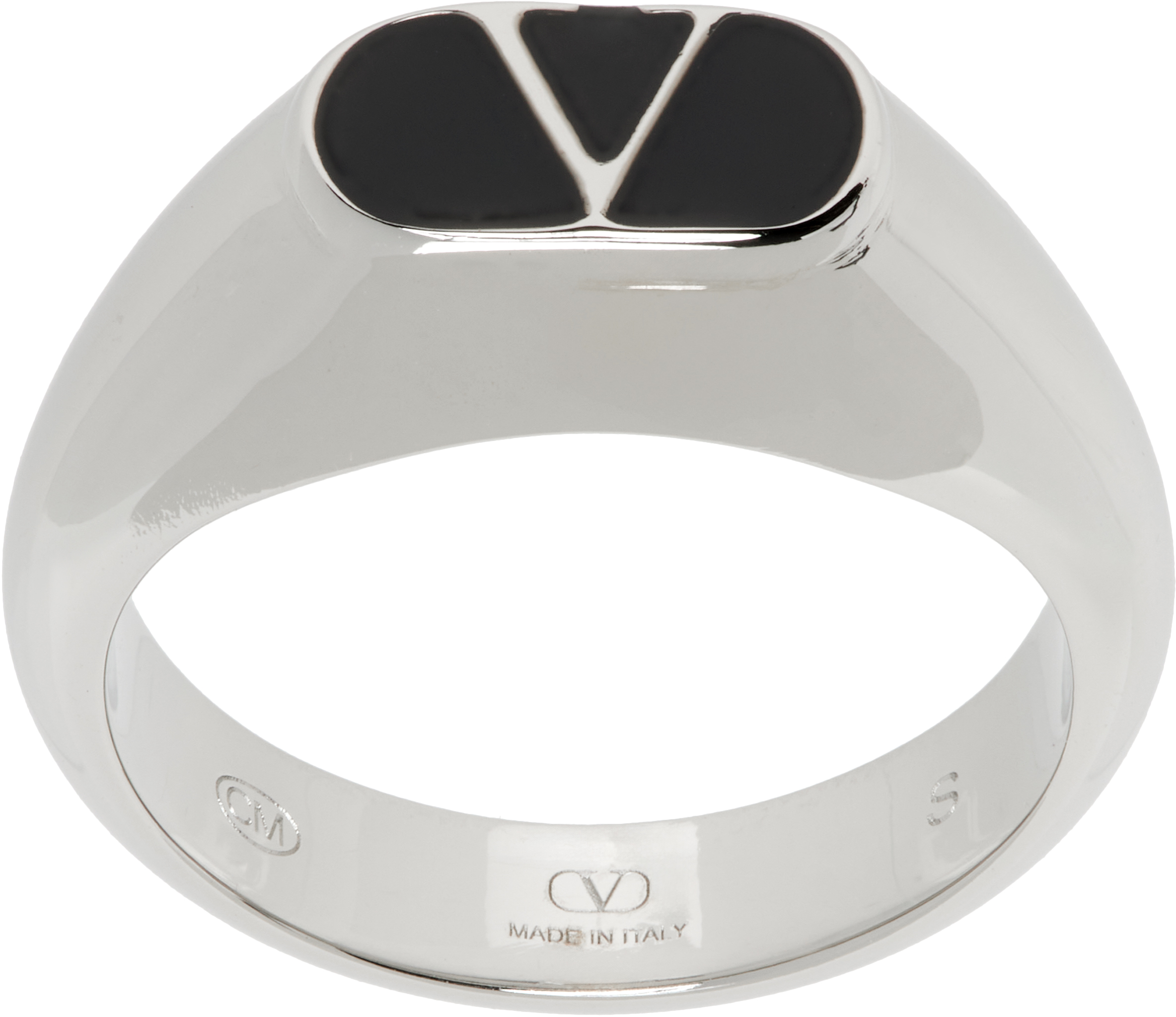 Silver & Black VLogo Signature Chevalier Ring